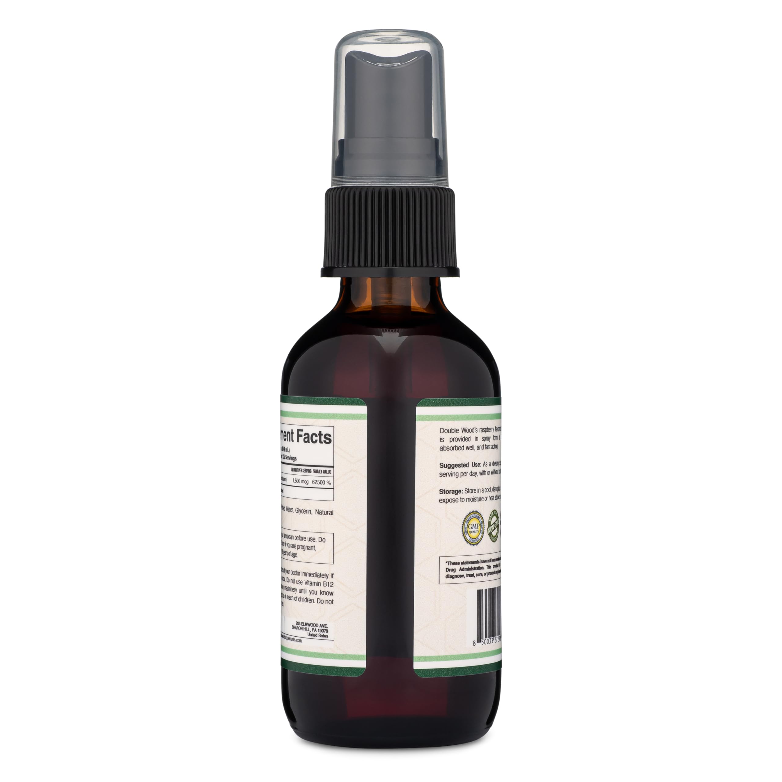 Vitamin B12 Sublingual Spray (2 Spray Dose of Vitamin 12 1000mcg, 3 Spray Serving Size Double Wood SupplementsAu supplements