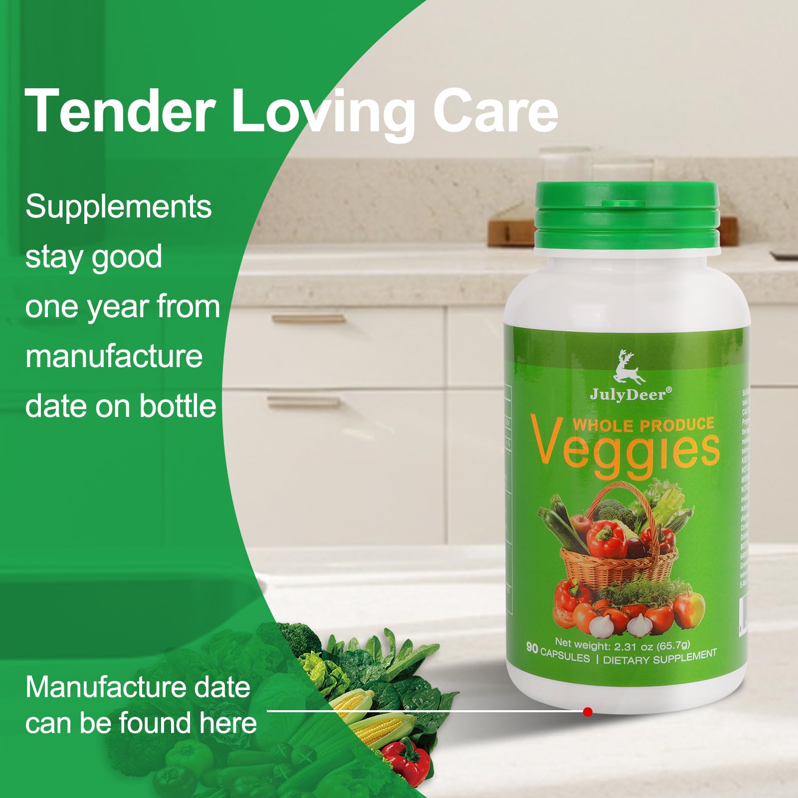 Fruit and Veggies Supplement Ingredients Natural – 2 Bottles 180 Total Vegetarian Capsules | Balance of Natural 16+18 Whole Fruits & Veggies Blend | Fresh Superfood Formula with Vitamins and Minerals JulyDeerAu supplements