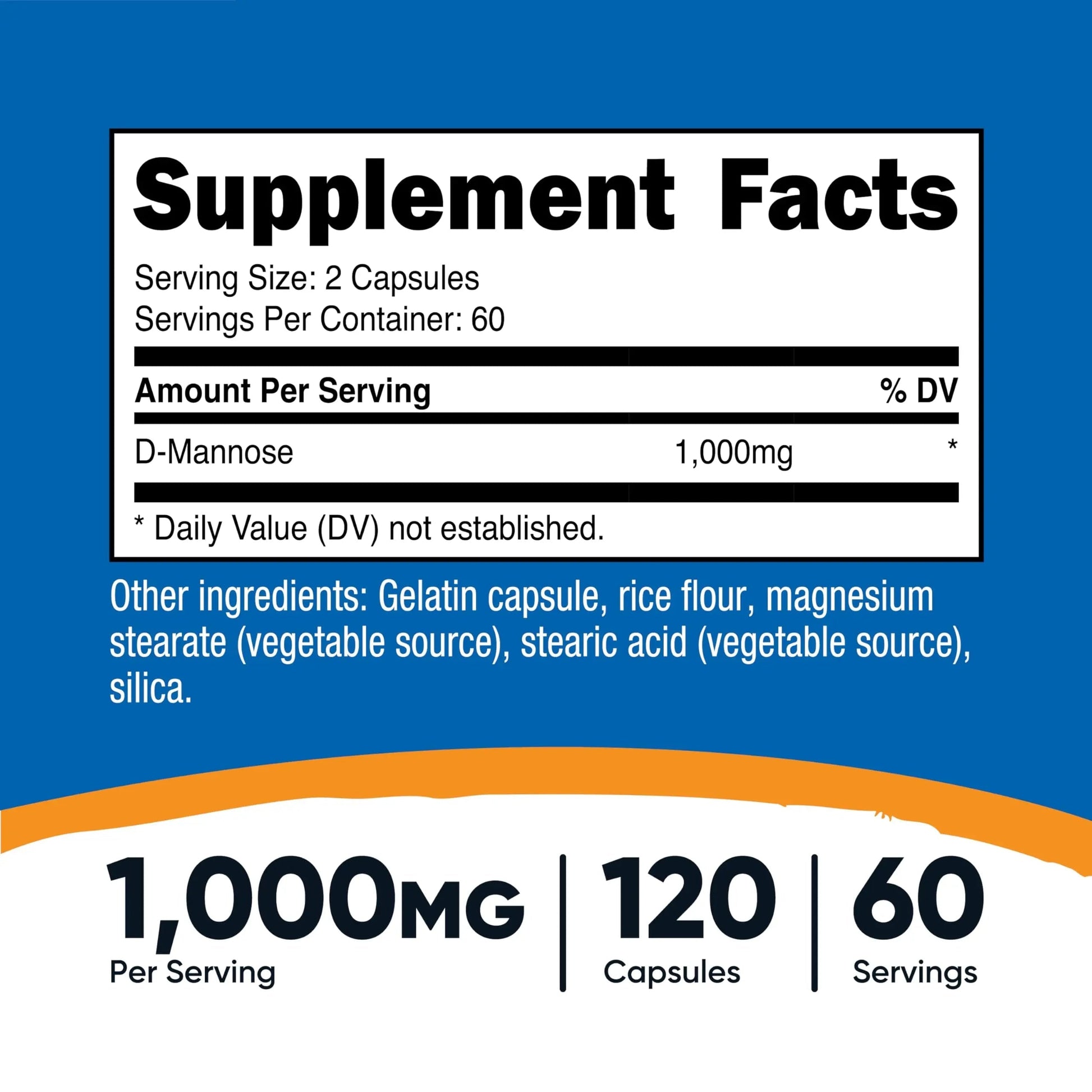 Nutricost D-Mannose 1000mg Per Serving, 120 Capsules - 500mg Per Capsule, Urinary Tract Health, Non-GMO and Gluten Free (Pack of 2) NutricostAu supplements
