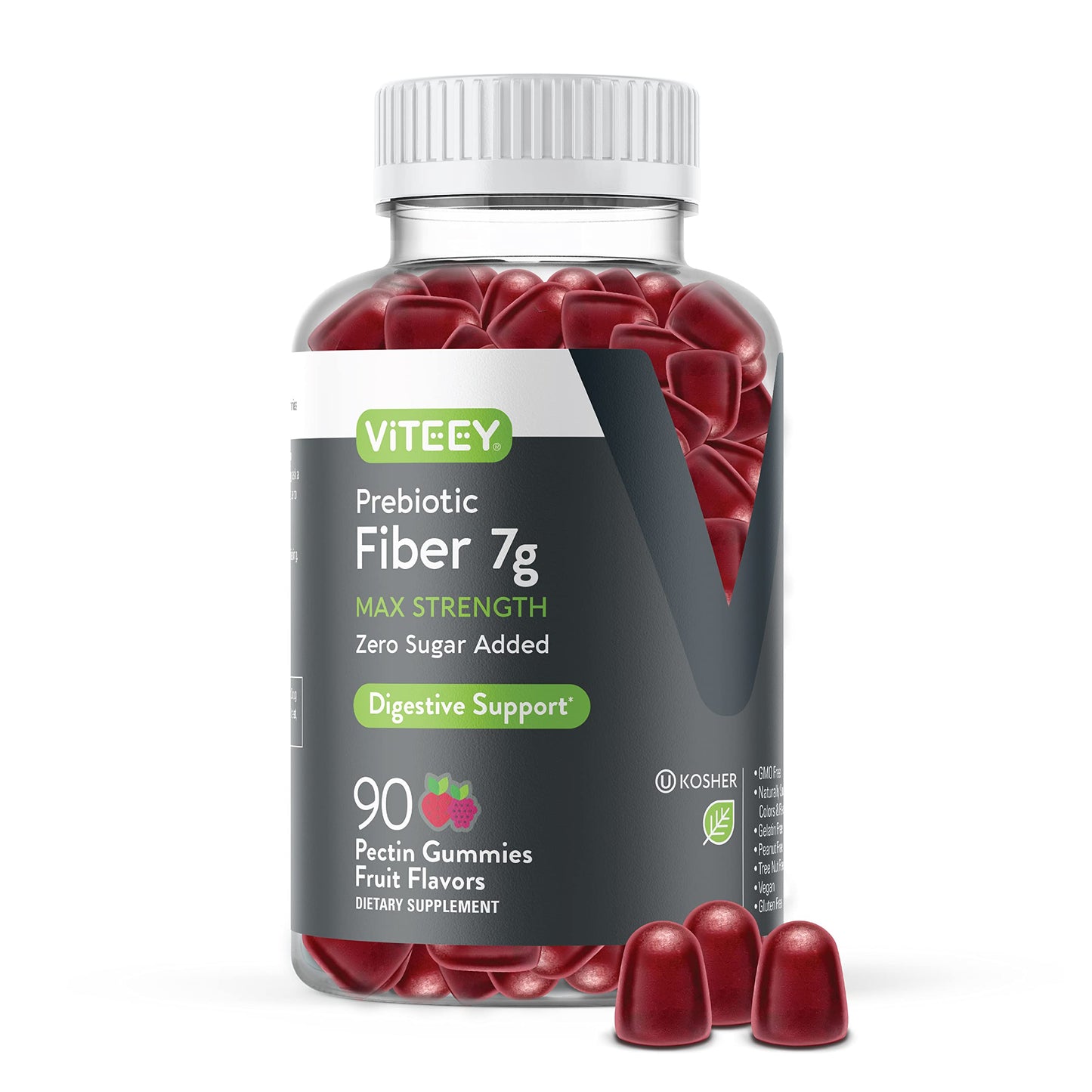 Prebiotic Fiber Gummies 7G Extra Strength [Zero Sugar Added] Digestive Heath Regularity ViteeyUS supplements