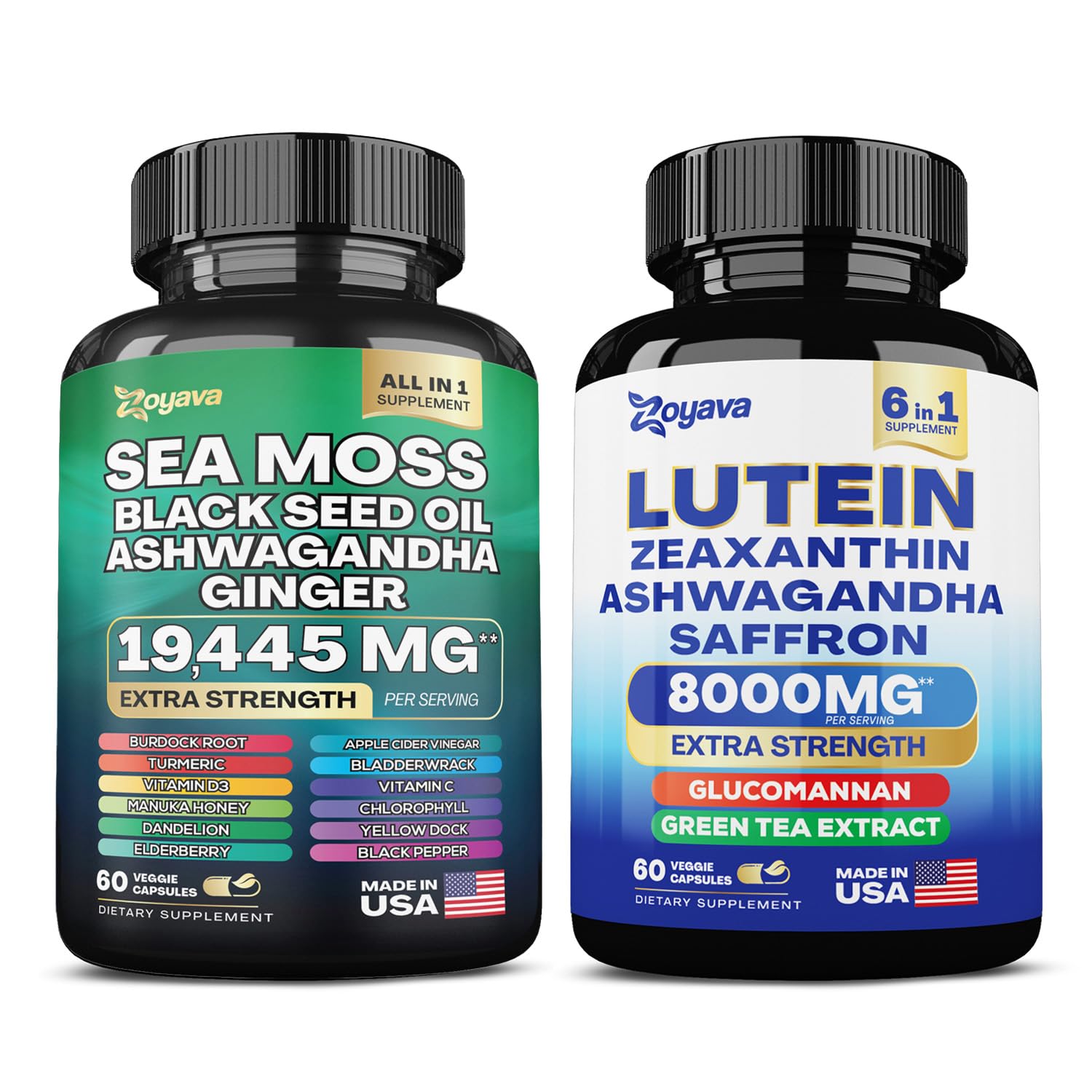 Zoyava Sea Moss 16-in-1 and Lutein 6-in-1 Bundle ZoyavaUS supplements