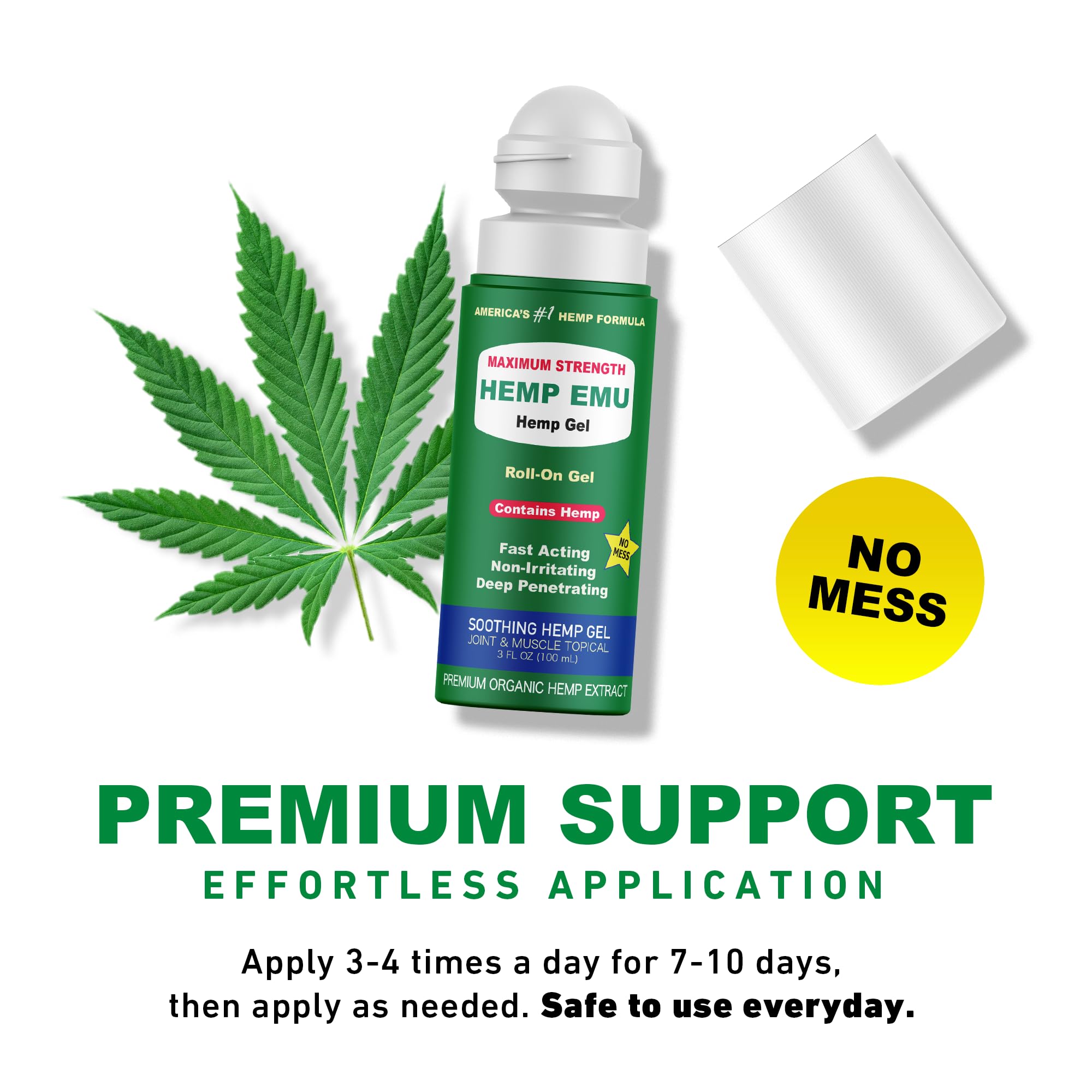 Hemp Emu - Hemp Roll On Gel - Muscle Rub for Back & Joint Discomfort - Soothing Gel with Organic Hemp Oil, Emu Oil, Menthol, Eucalyptus, Aloe Vera Hemp EmuAu supplements