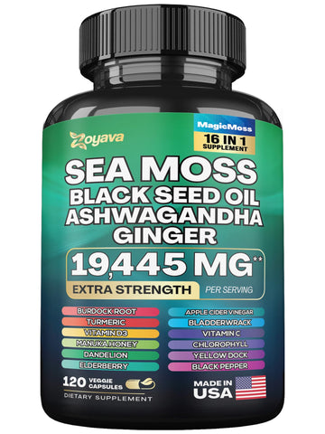 Zoyava Sea Moss 7000mg Black Seed Oil 4000mg Ashwagandha 2000mg Turmeric ZoyavaUS supplements