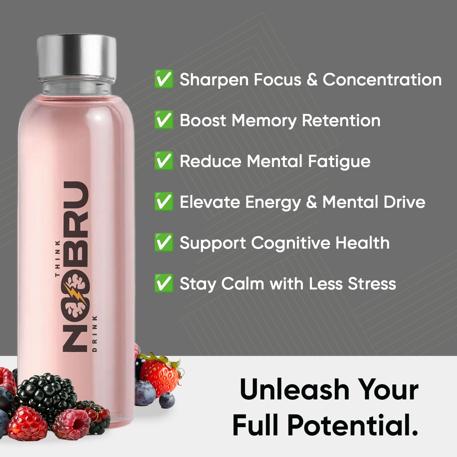 Noobru™ Pro - Brain & Nootropic Supplement for Cognitive Performance, Mental Clarity, and Focus - Precision-Formulated Drink with 17 Research-Backed Ingredients - 20 Servings NoobruAu supplements