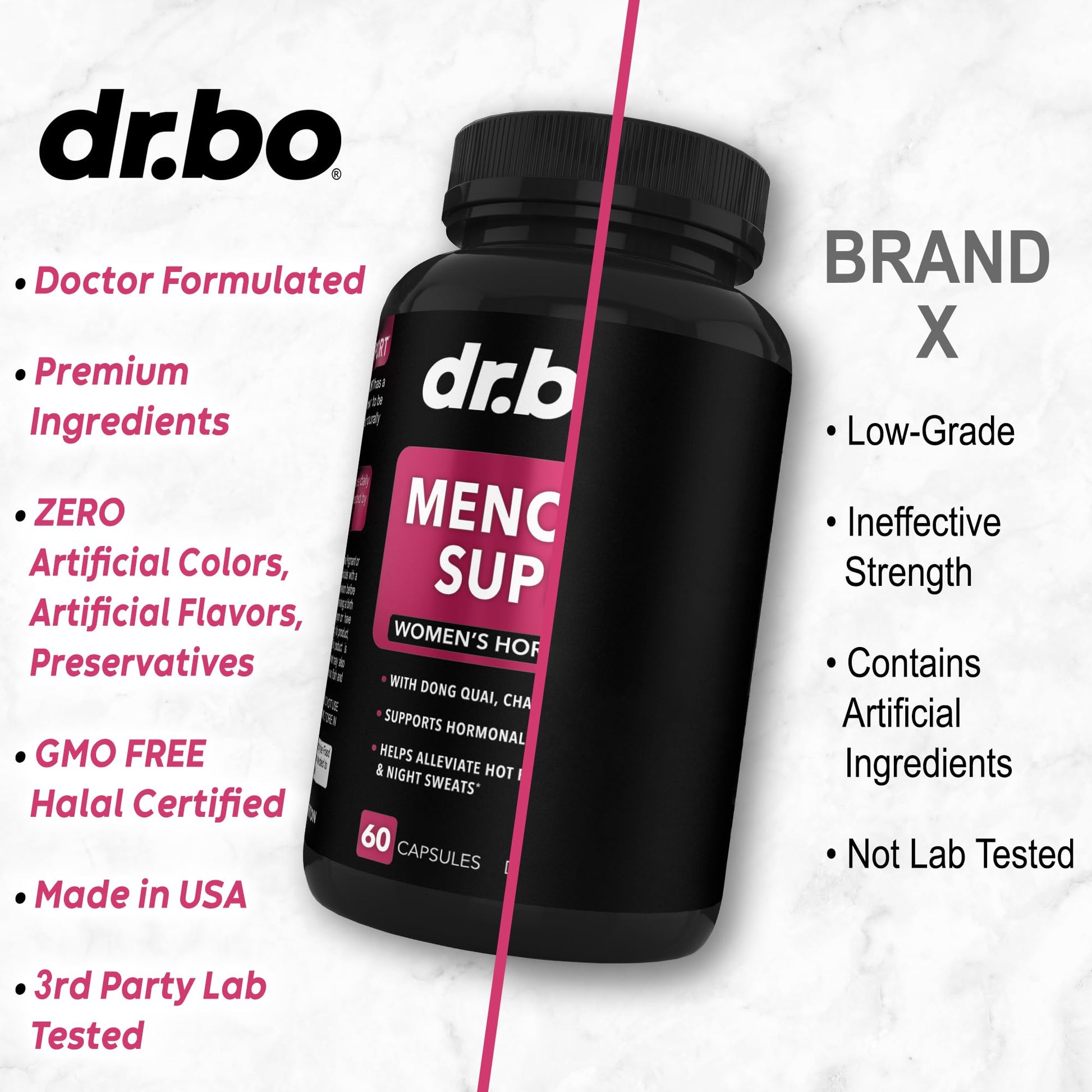 Menopause Supplements for Women Support Pills - Natural Menopause Relief for Hot Flashes, Night Sweats & Mood Swings with Dong Quai, Chasteberry & Black Cohosh - Hormone Balance for Women Supplement DR. BOAu supplements