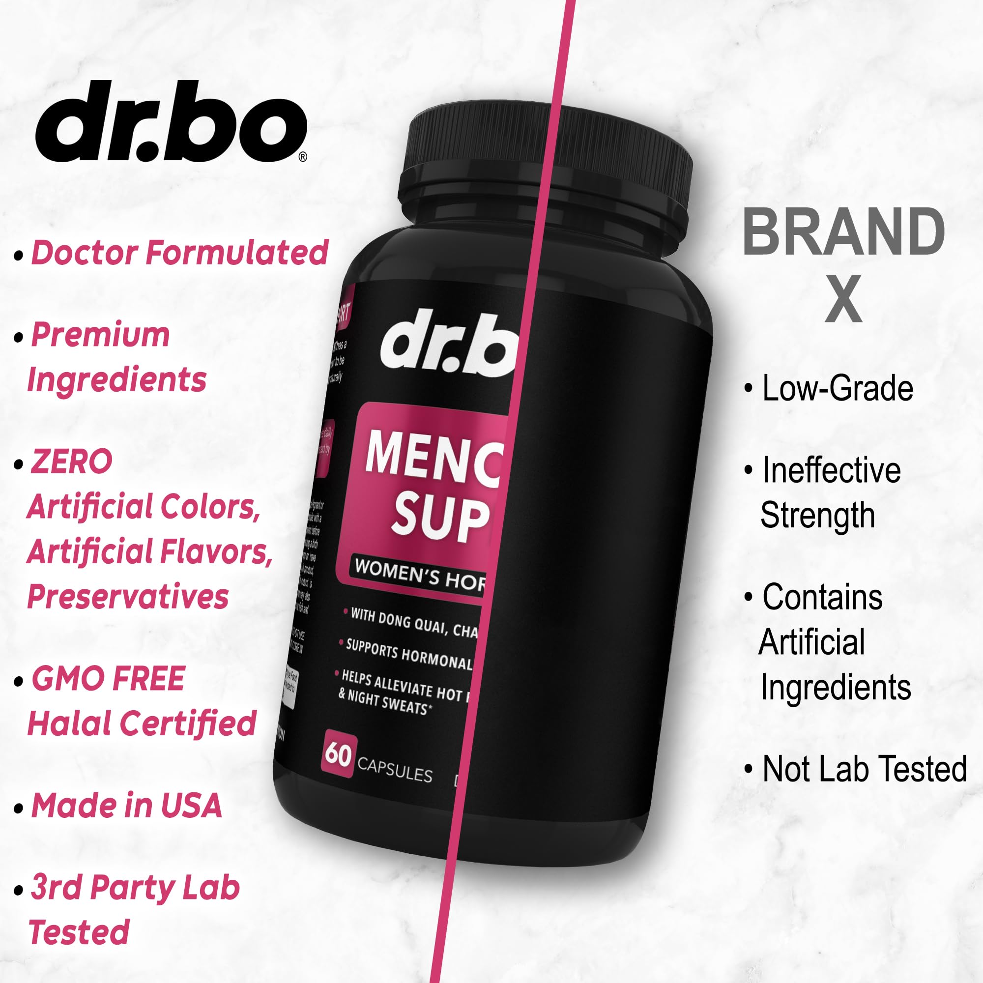 Menopause Supplements for Women Support Pills - Natural Menopause Relief for Hot Flashes, Night Sweats & Mood Swings with Dong Quai, Chasteberry & Black Cohosh - Hormone Balance for Women Supplement DR. BOAu supplements