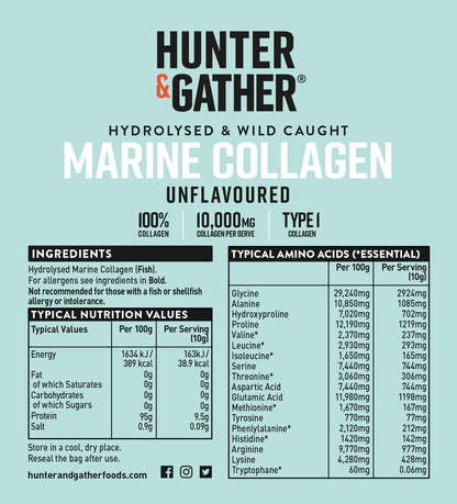 Hunter & Gather Marine Collagen Powder 300g | Pure Unflavoured Premium Hydrolysed Wild Caught Marine Collagen Hunter & GatherUS supplements