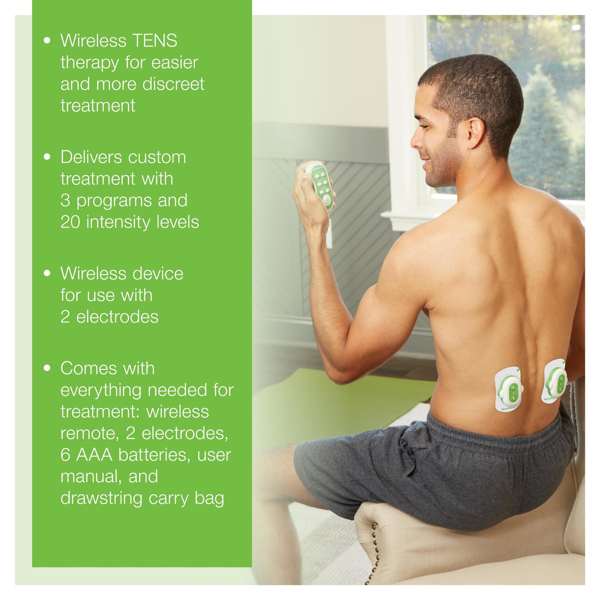 AccuRelief Wireless TENS Unit with Remote Control, TENS Pain Relief Device and Muscle Stimulator, for Back Pain, Neck Pain, Arm and Leg Pain AccuReliefAu supplements
