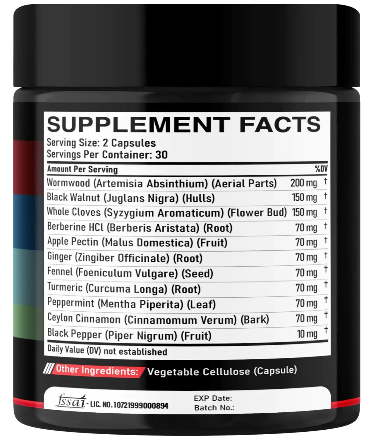 DEDICAD Wormwood Capsules Supplement - Extracted from Black Walnut, Cloves, Turmeric, Apple, Berberine HCl & More - 11 Ingredients Combined for Immune System, Body Management - 60 Capsules DEDICADnz supplements