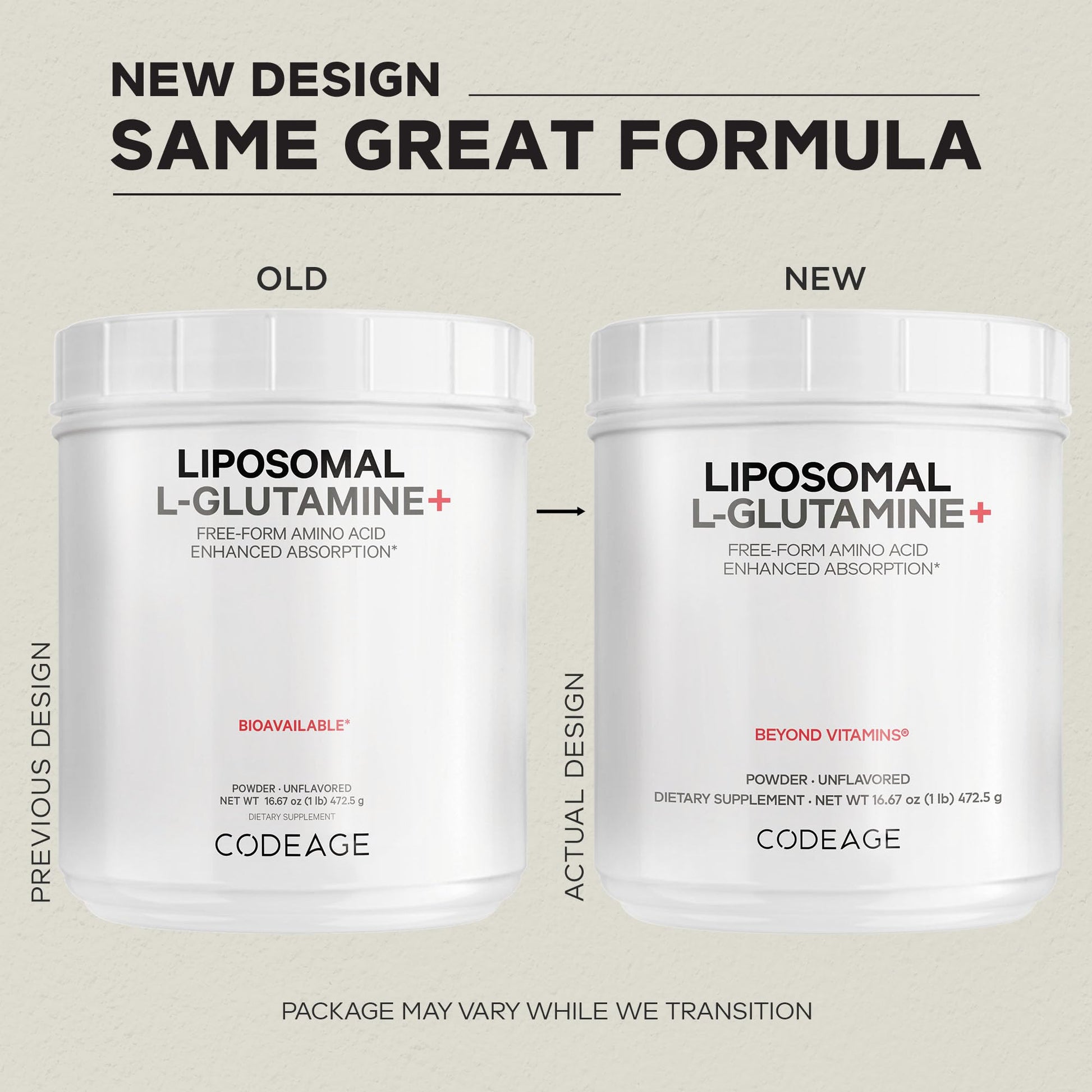 Codeage Liposomal L-Glutamine Powder - High-Potency L-Glutamine 5,000 mg per Serving - 3-Month Supply - Liposomal Delivery, Free-Form Amino Acid, Unflavored Glutamine - Non-GMO Gluten-Free - 16.67 oz CodeageAu supplements