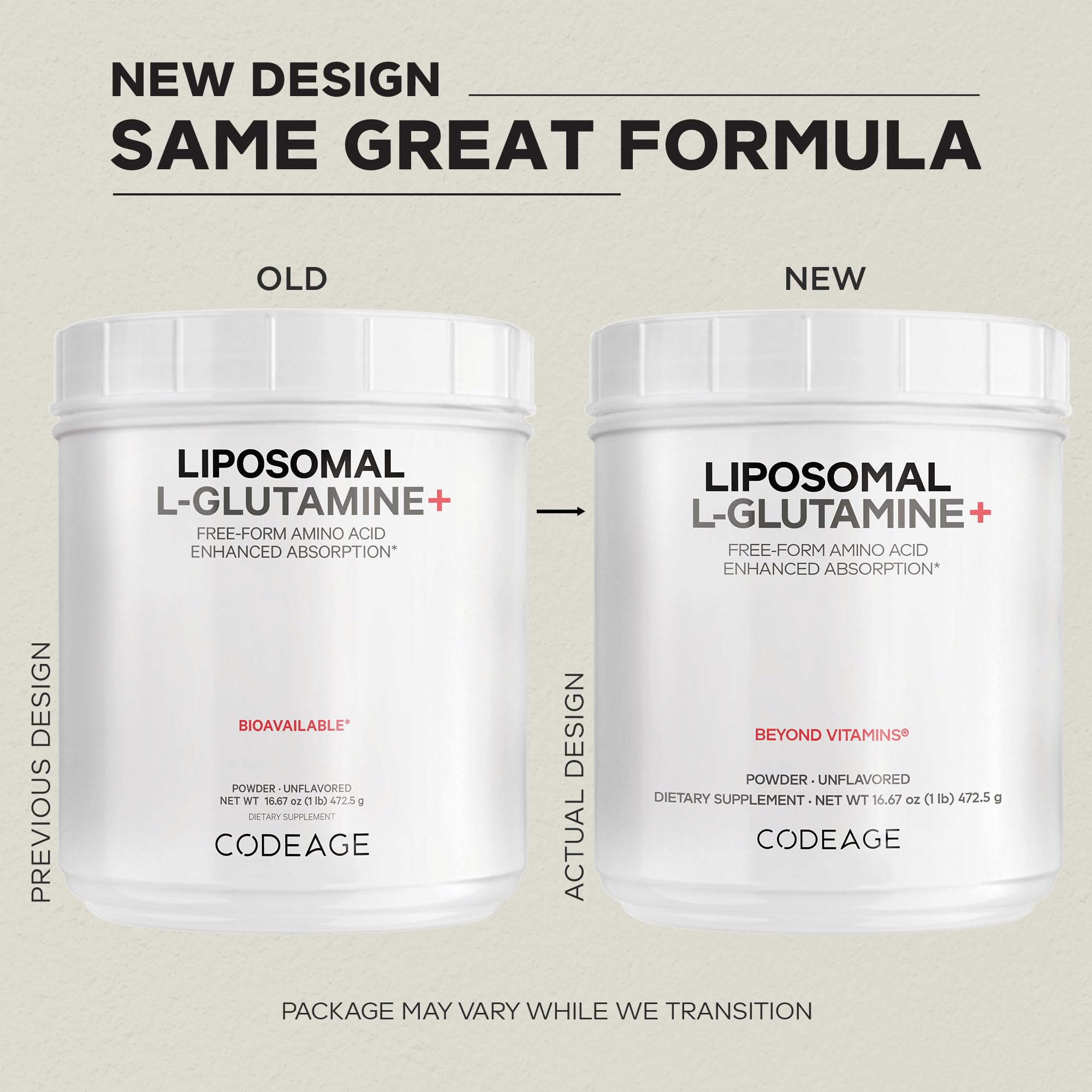 Codeage Liposomal L-Glutamine Powder - High-Potency L-Glutamine 5,000 mg per Serving - 3-Month Supply - Liposomal Delivery, Free-Form Amino Acid, Unflavored Glutamine - Non-GMO Gluten-Free - 16.67 oz CodeageAu supplements