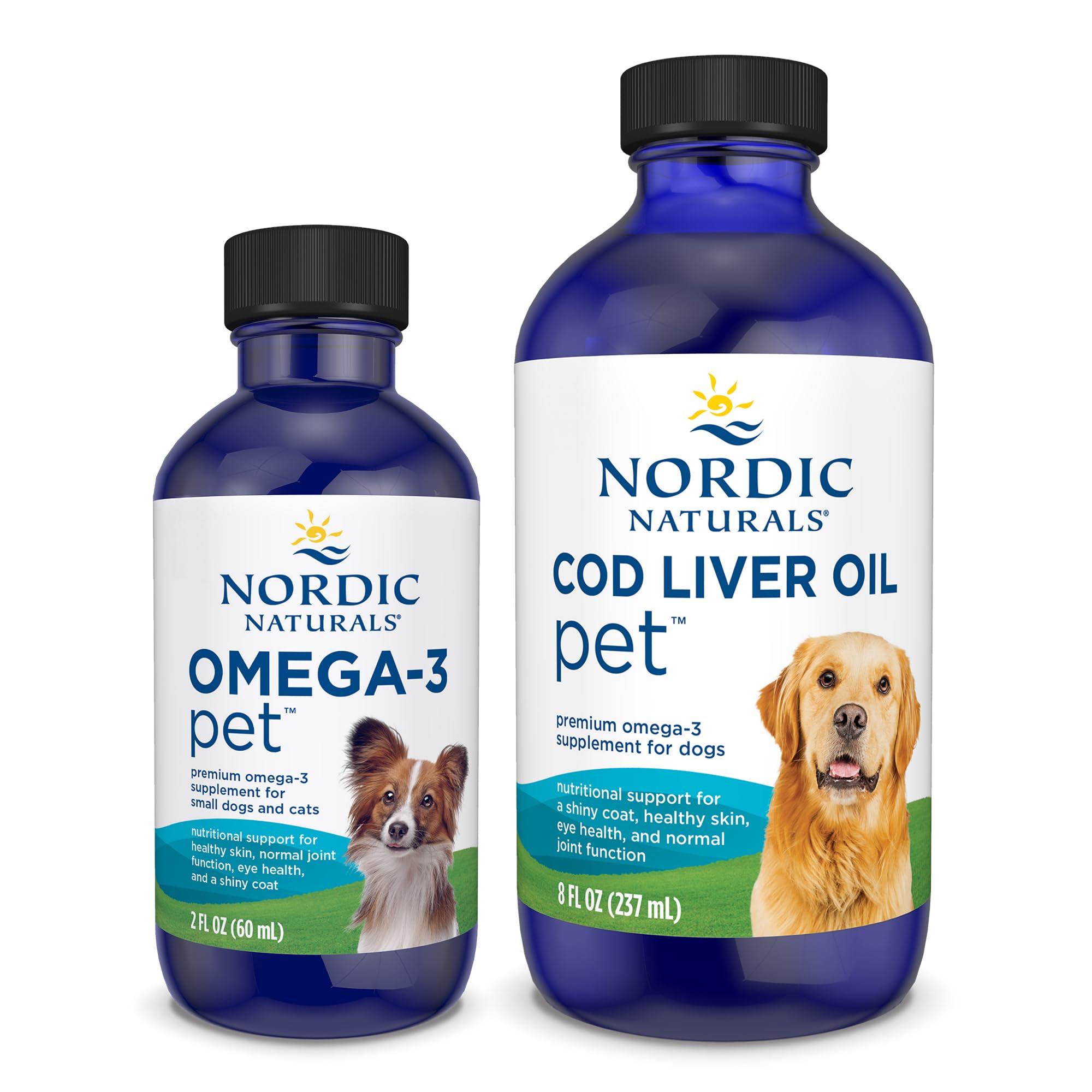 Nordic Naturals Omega-3 Pet Bundle - 2 oz Omega-3 Fish Oil for Small Dogs & Cats, 8 oz Pet Cod Liver Oil Promotes Heart, Skin, Coat, & Immune Health Nordic NaturalsAu supplements