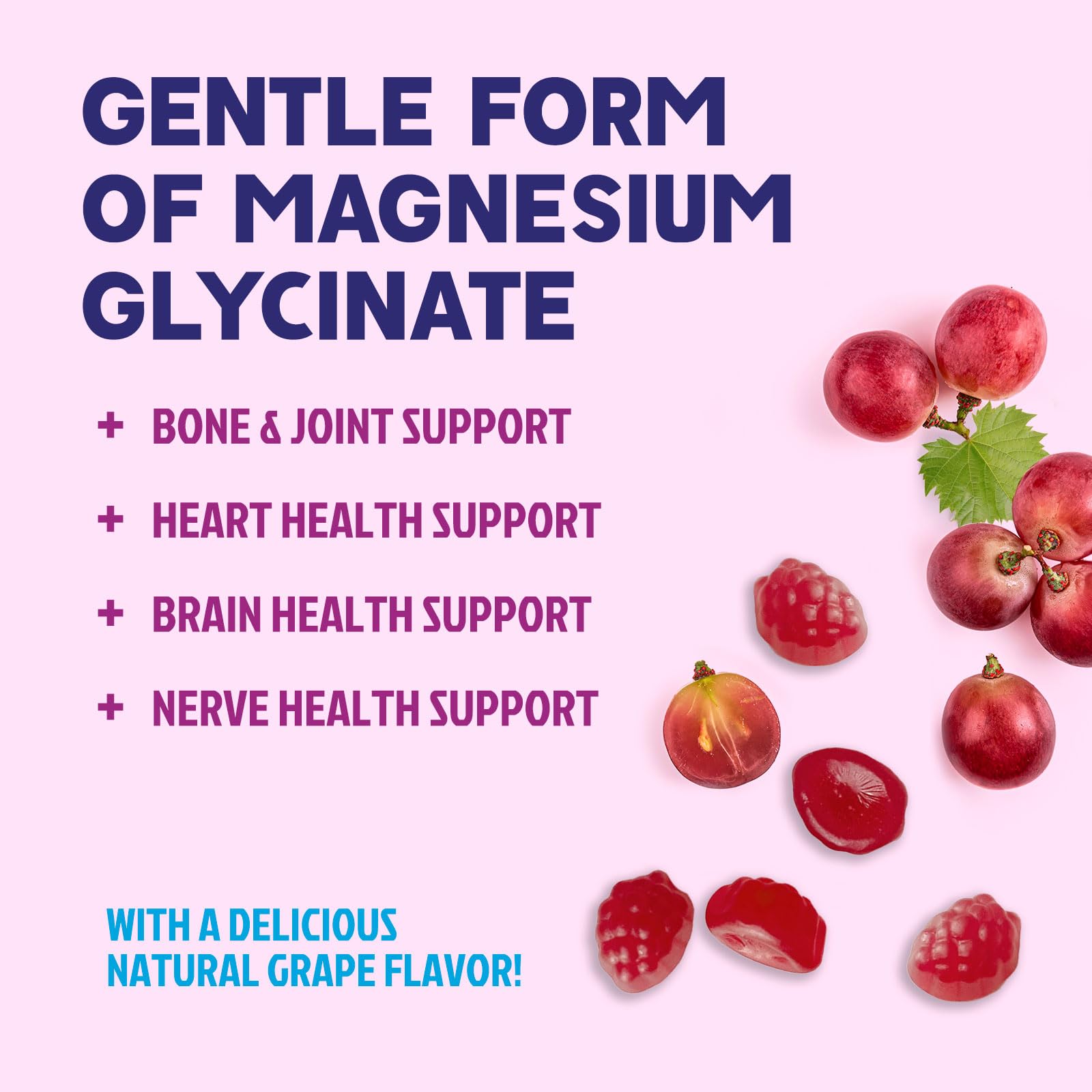 Magnesium Glycinate Gummies - Sugar Free - 100% Chelated Magnesium Gummy Supplement for Max Absorption - for Sleep Support & Heart, Muscle & Bone Health - Gentle on Stomach, Grape Flavor - 60 Gummies Nature's PeakAu supplements