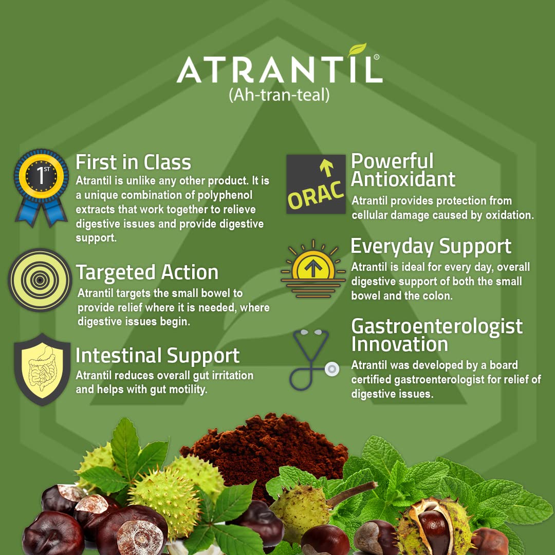 Atrantil 90 Capsules-Antioxidant Packed Polyphenol for Bloating and Gas Relief, Abdominal Discomfort, Constipation, Diarrhea, Postbiotic, Change in Bowel Habits and Everyday Digestive Health. AtrantilAu supplements