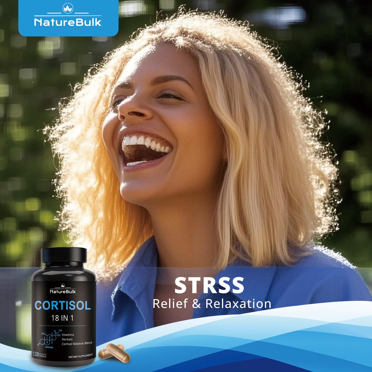 NATUREBULK Cortisol Supplements for Women, 18-in-1 - Premium Blend with Ashwagandha, Rhodiola, Magnesium & L-Theanine - Stress Response Support & Mood Enhancement Formula - 120 Vegetarian Capsules NATUREBULKAu supplements