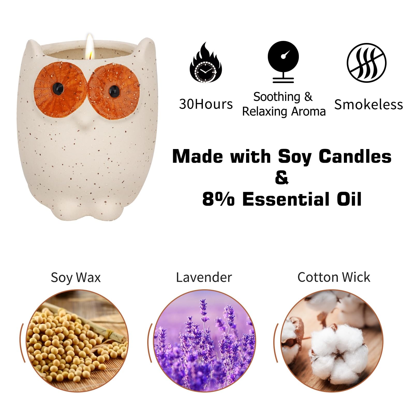 ETAKISH Lavender Scented Candle Gifts for Women, Cute Owl Highly Scented Aromatherapy Candle ETAKISHAu supplements