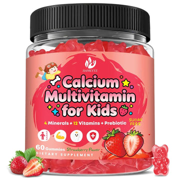 Sugar Free Calcium Multivitamin Gummies for Kids - Nutritional, Immune, Bone Support, Whole Multivitamin, with Vitamins A, C, D, B1, B2, B6, Folate JIANKYTZAu supplements