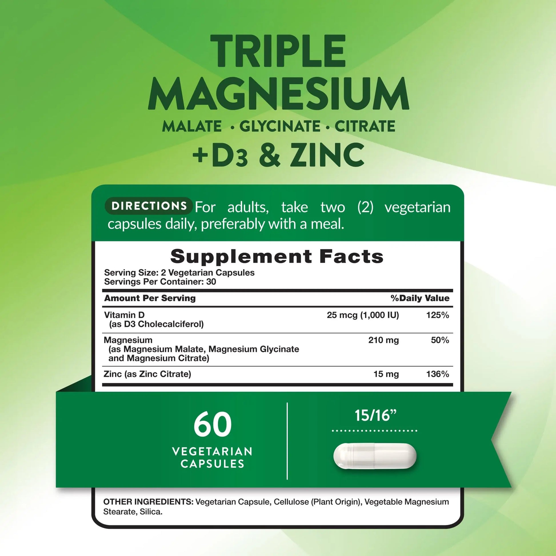 Nature's Truth Triple Magnesium Complex Supplement | 60 Capsules | Glycinate, Citrate & Malate | with D3 & Zinc | Vegetarian, Non-GMO, & Gluten Free Nature's Truthnz supplements