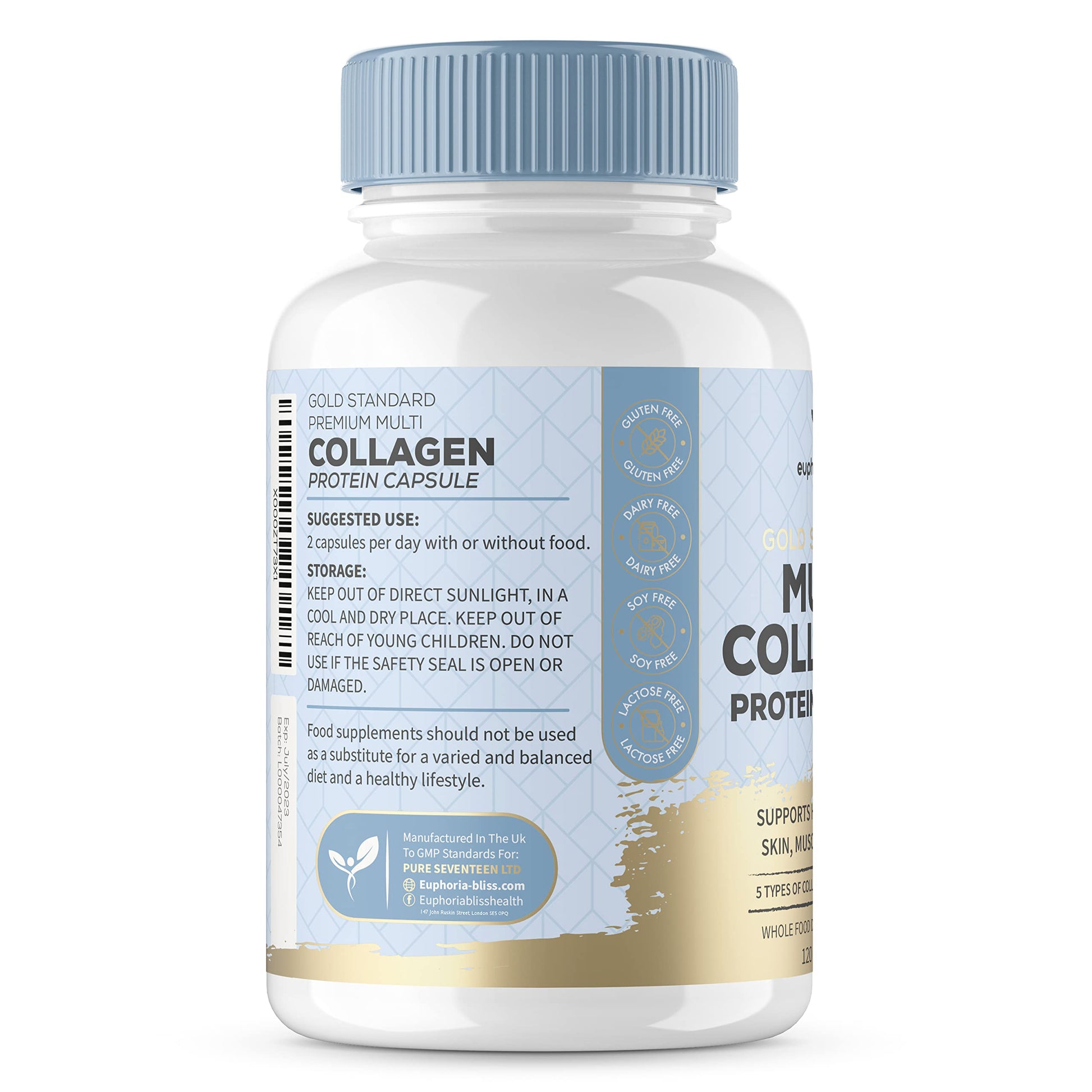 High Strength Multi Collagen 1400MG Tablets with Turmeric & Kelp, Skin, Hair, Nails Euphoria BlissAu supplements