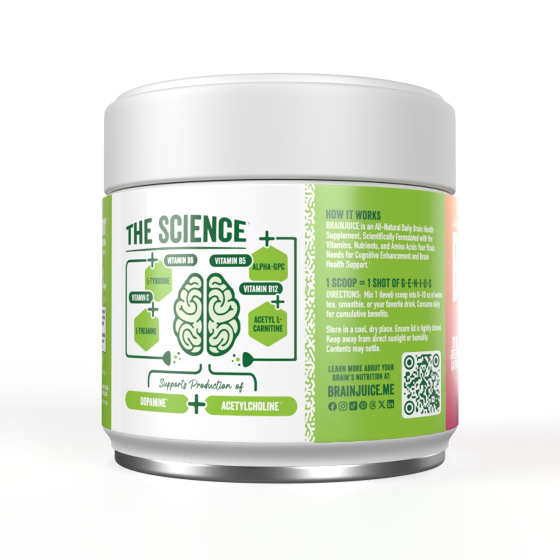 BrainJuice Nootropics Brain Support Supplement, Gluten Free Powder for Energy and Focus, Pre Workout w/Alpha GPC, Vitamin B & Organic Green Tea Extract Caffeine, Active Pomegranate Acai, 15 Servings BrainJuiceAu supplements