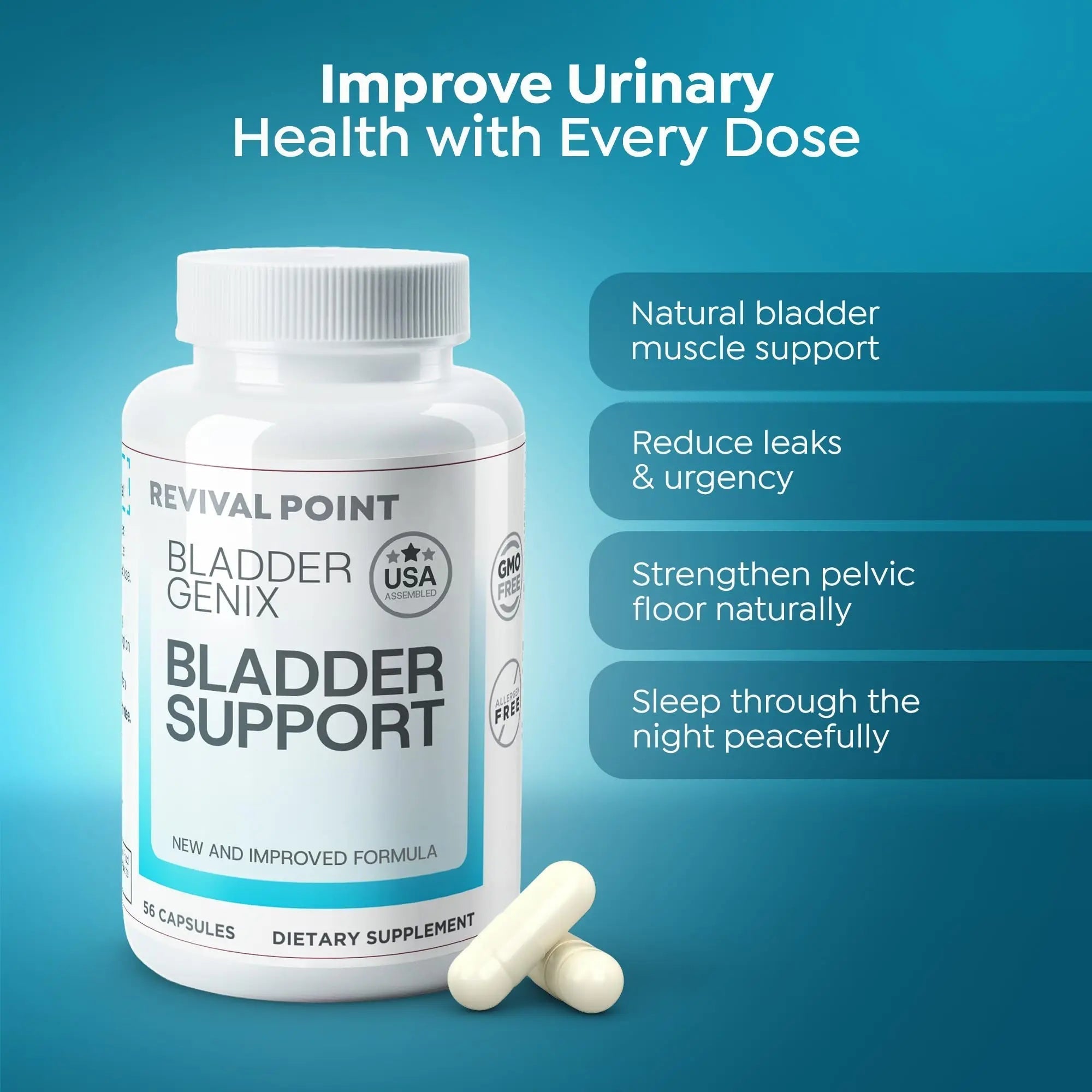 Bladdergenix Bladder Control Supplement for Women and Men – Natural Urinary Urgency & Frequency Support – Crataeva Nurvala & Lindera Aggregata Herbal Blend for Bladder Health – 56 Capsules Revival PointAu supplements