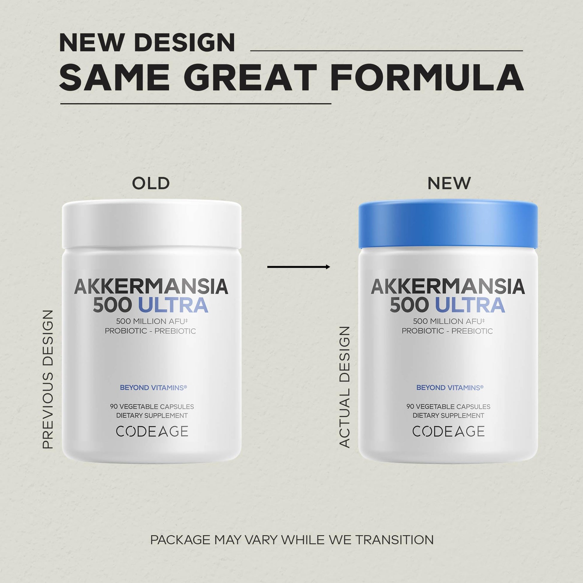 Codeage Akkermansia Muciniphila Probiotic Ultra - High-Potency 500M AFUs Akkermansia Probiotic Supplement - Enhanced Daily Probiotic & Prebiotic, Chicory Inulin - 3-Month Supply - 90 Capsules CodeageAu supplements