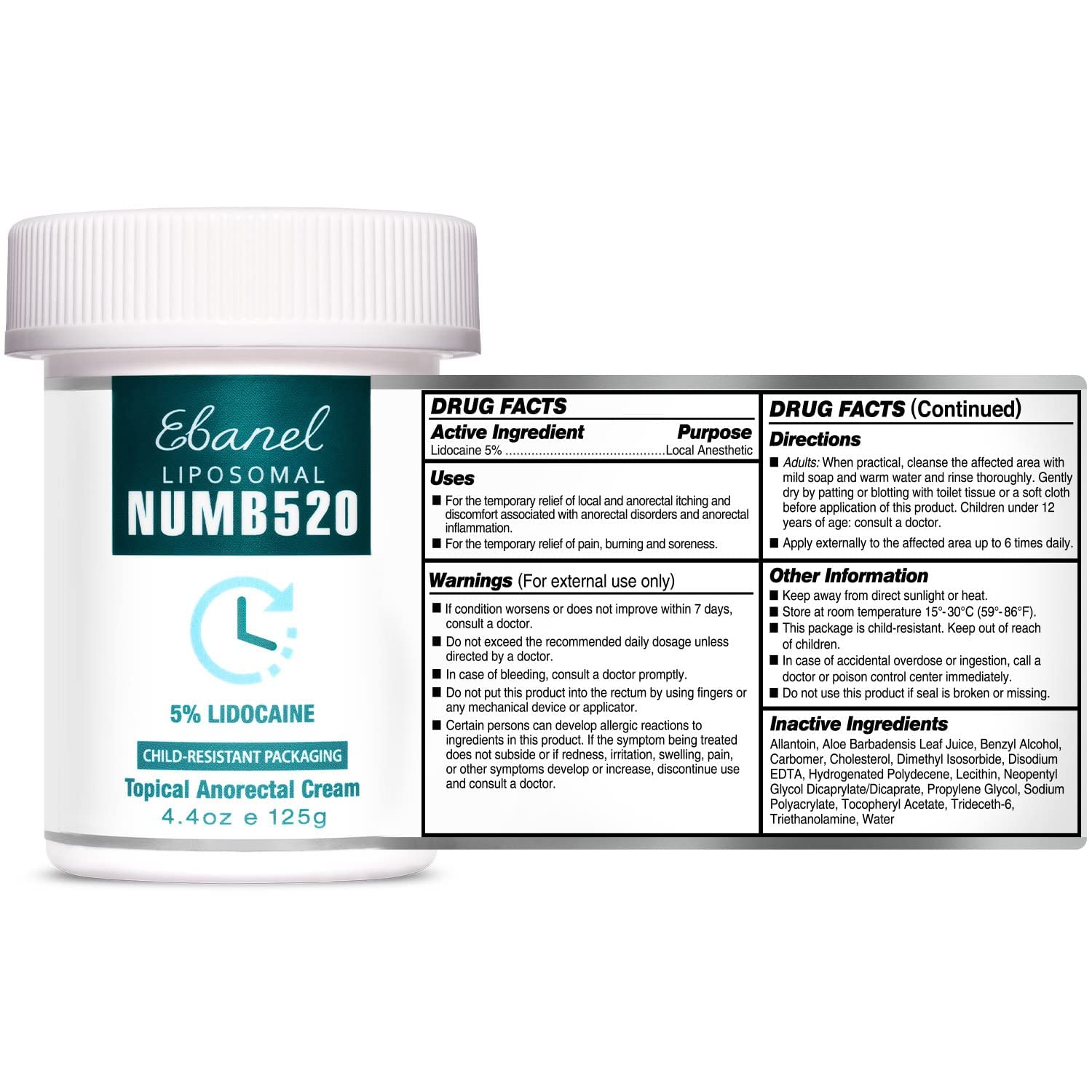 Ebanel Bundle of Pain Relief Cream Arnica Menthol 2 Oz, and Topical Numbing Cream 4 Oz EbanelAu supplements