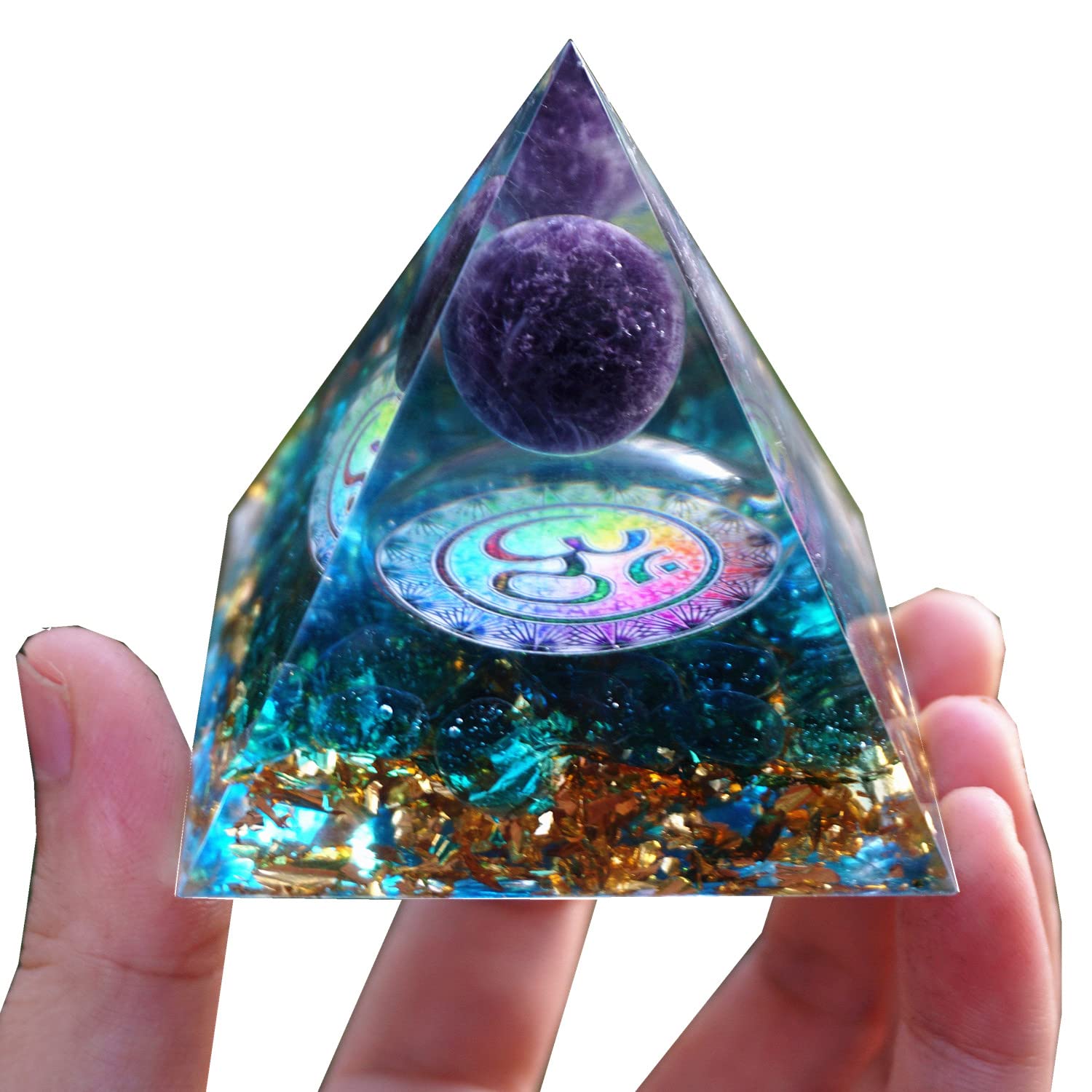 Besorgone Orgonite Pyramid for Positive Energy Amethyst Sphere Chakra Orgone with Blue Quartz BesorgoneAu supplements