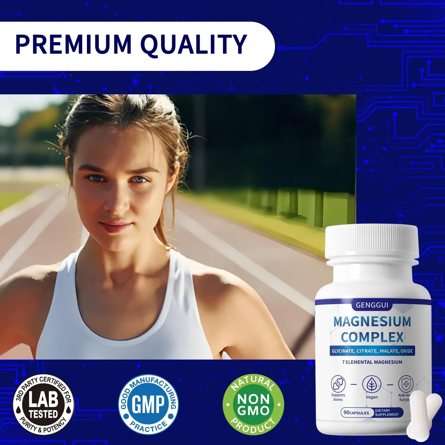 Magnesium Complex 1000mg with 8 Types - Glycinate, Citrate, Malate - Supports Muscle Relaxation, Bone Health, Energy Production & Sleep - High Absorption, Non-GMO, Vegan Capsules, 90 Count (001) ZYGCDZnz supplements