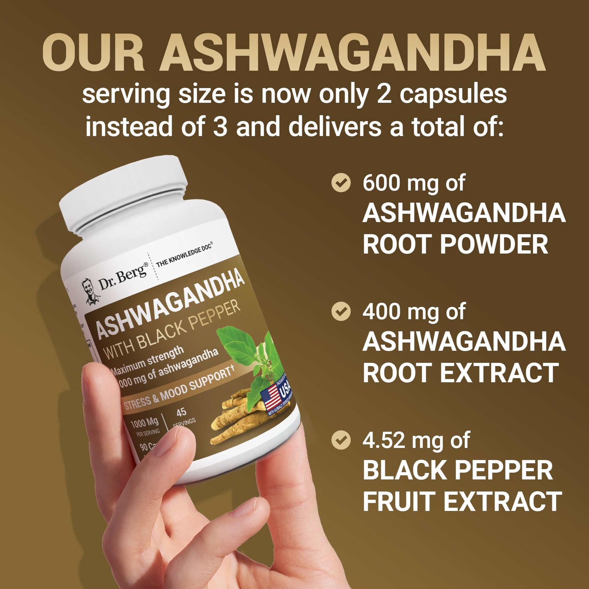 Dr. Berg Ashwagandha Capsules 1000mg - Includes Ashwagandha Root with Black Pepper from Bioperine - Ashwagandha Supplements 90 Capsules Dr. Berg NutritionalsAu supplements