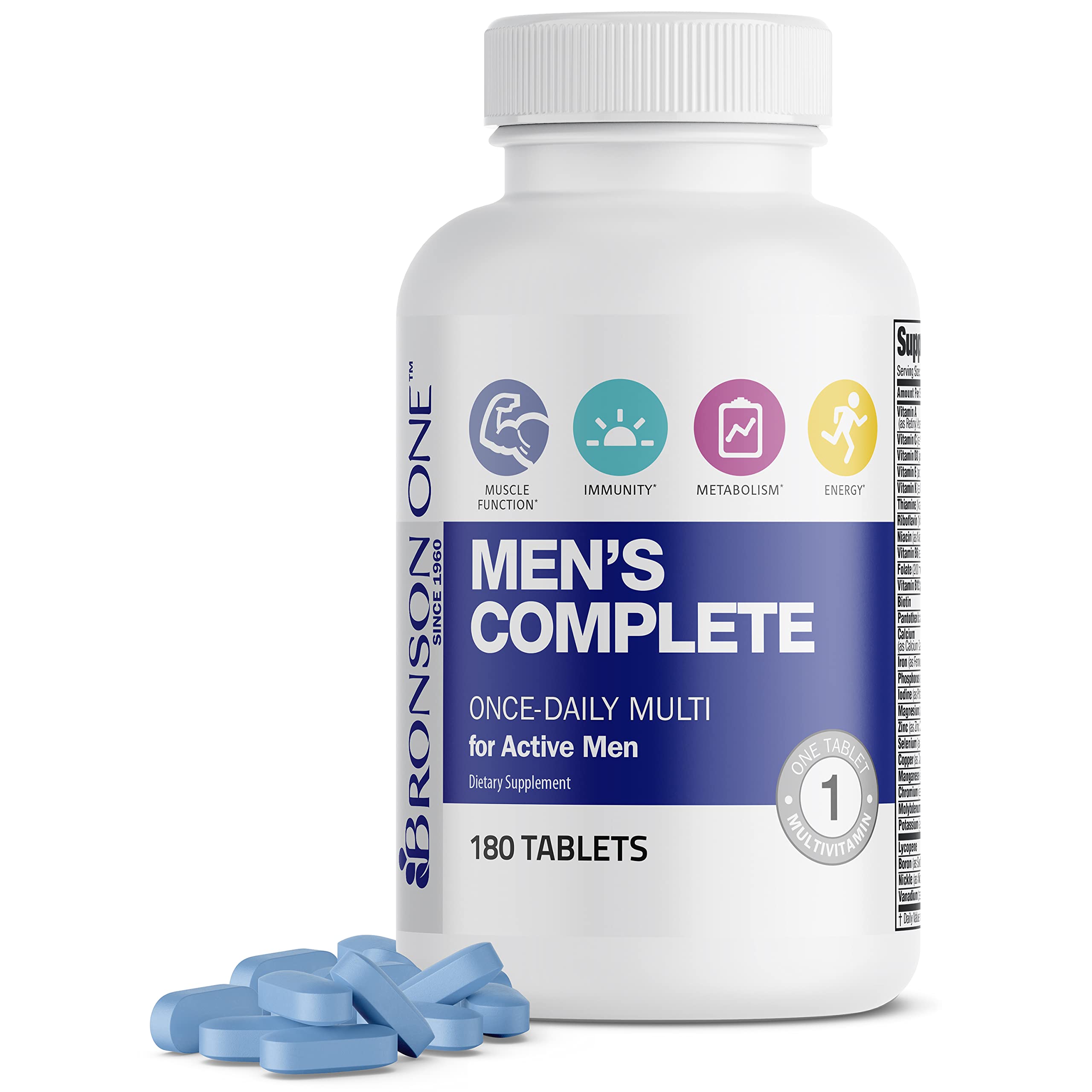 Bronson ONE Daily Men’s Complete Multivitamin Multimineral Once-Daily Multi for Active Men, 180 Tablets BronsonAu supplements