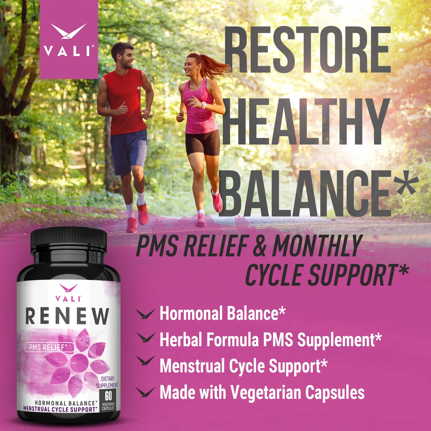 VALI Renew PMS Relief Supplement. Women’s Menstrual Cycle Support. Herbal Formula VALIUS supplements