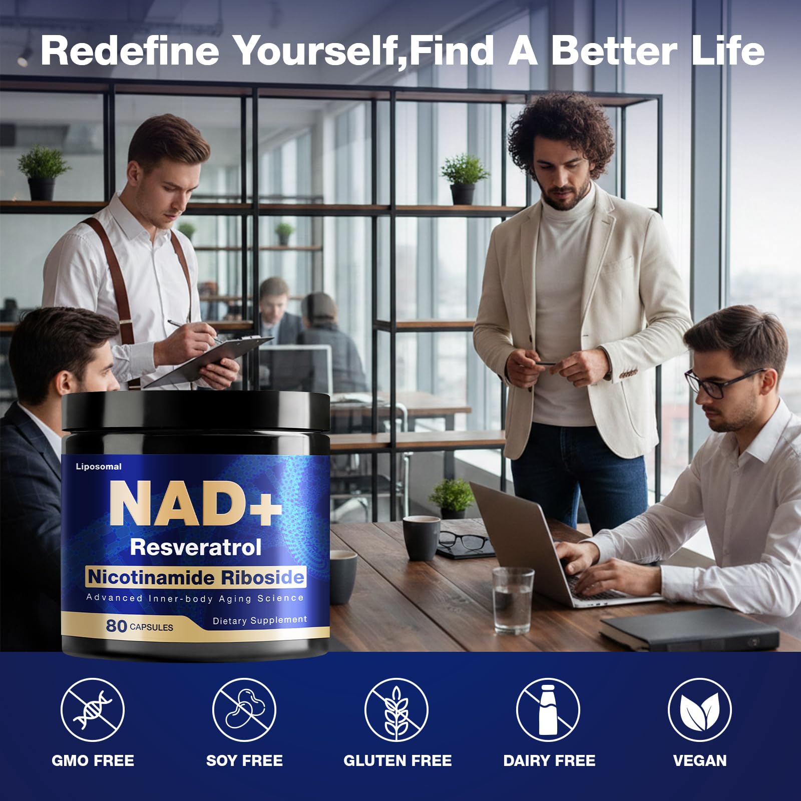 NLMUBR LUCKSIT NAD Supplement - NAD Nicotinamide Riboside Resveratrol 900mg, Liposomal NAD Supplements for Women and Men, Supports Cellular Energy, Anti-Aging, Brain & Muscle NLMUBR LUCKSITAu supplements