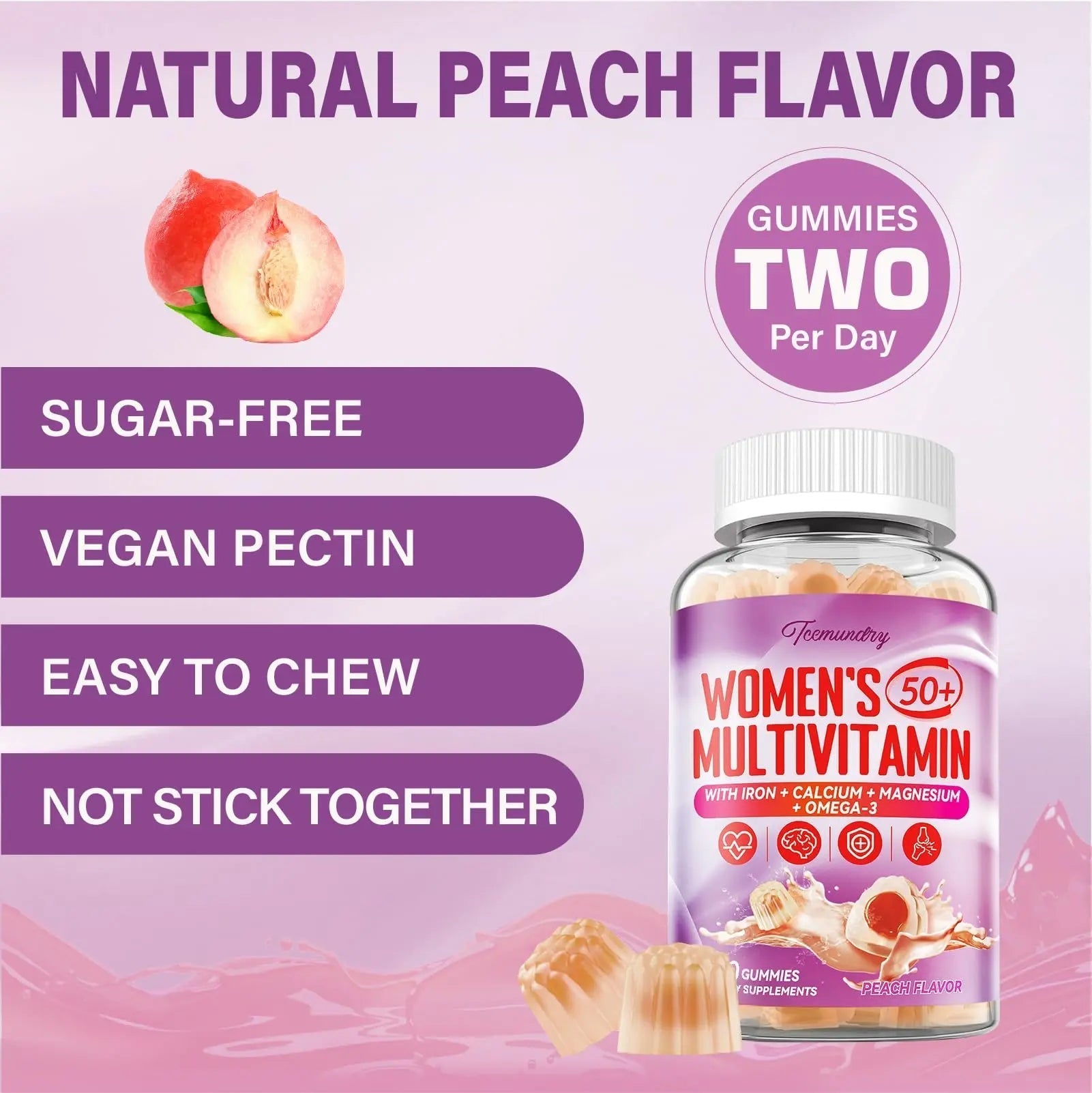 Multivitamin Gummies for Women 50 Plus - with Omega 3, Coenzyme Q10, Iron, Calcium, Zinc, Vitamin A, C, D3, E, K2, B Complex, Folate TcemundryAu supplements