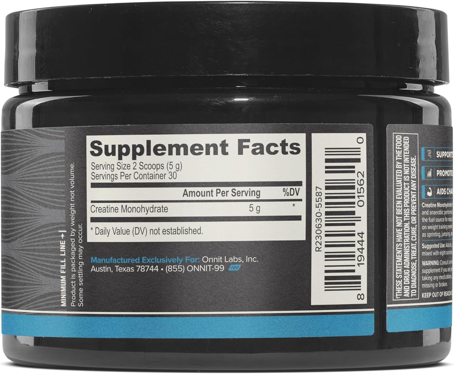 ONNIT Creatine Monohydrate Powder – IGEN™ Non-GMO Tested, 5g Premium Creatine for Muscle Strength, Power & Lean Mass, Supports Brain Health & Cellular Energy, Unflavored, 30 Servings, 5.29 oz 3-Pack ONNITAu supplements