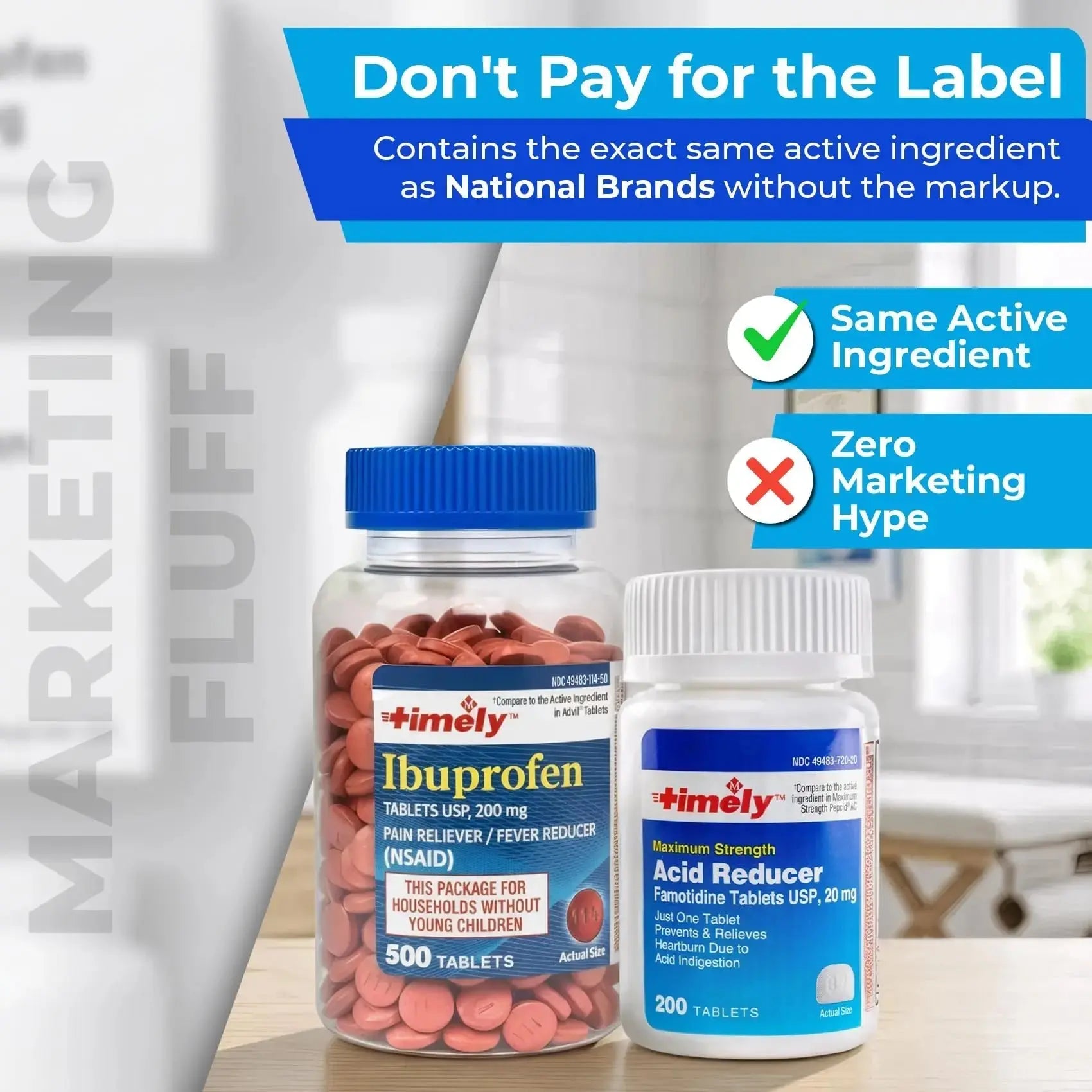 TIME-Cap Labs Ibuprofen 200mg (500 Tablets) & Famotidine 20mg Acid Reducer (200 Tablets) Bundle - Fever, Pain Reliever Pills for Headaches & Heartburn Relief Medicine for Acid Reflux & Indigestion TIME-CAP LABS, INC.Au supplements