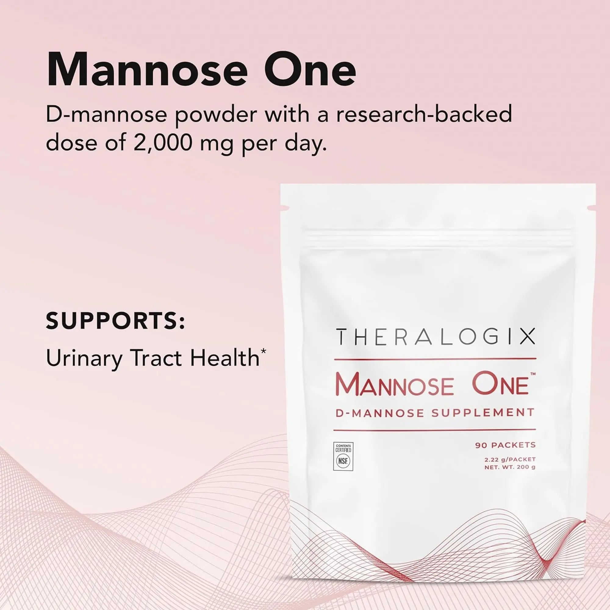 Theralogix Mannose One D-Mannose Powder - 90-Day Supply - Supports Urinary Tract Health with 2,000 mg D-Mannose* - NSF Certified - 90 Packets TheralogixAu supplements