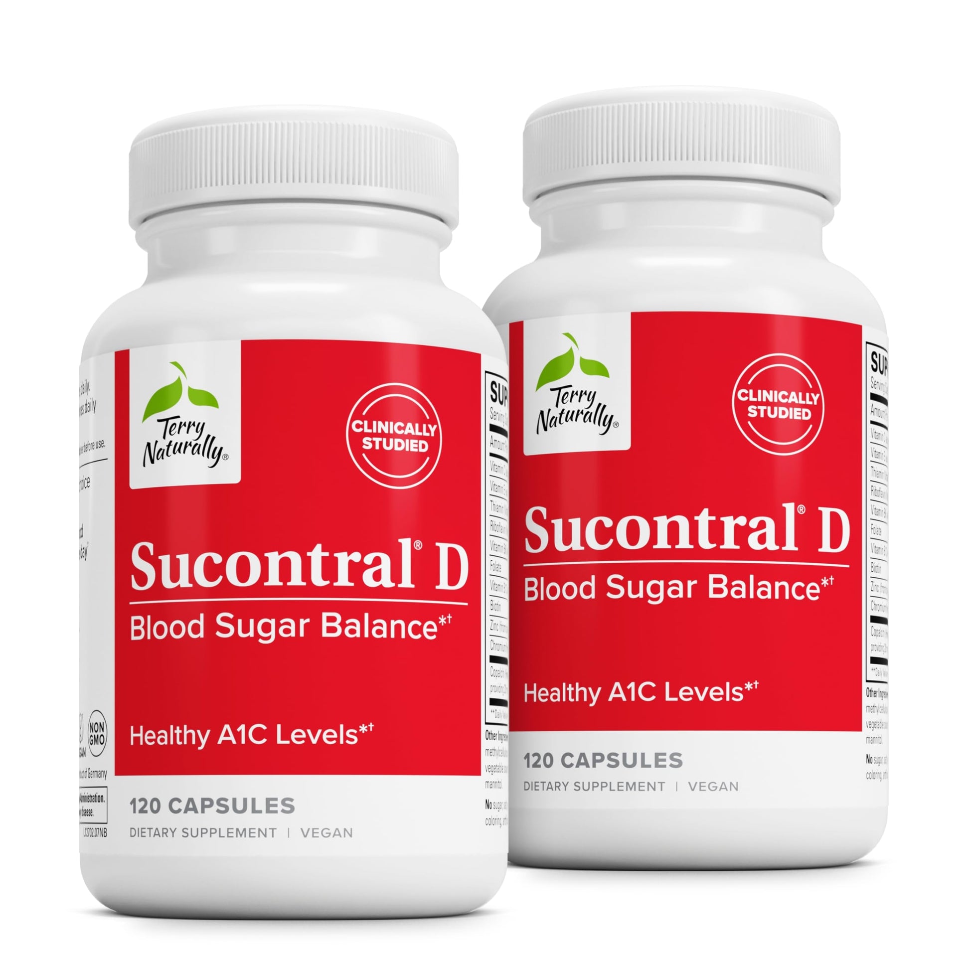 Terry Naturally Sucontral D - B-Complex & Folate Supplement - Carbohydrate Metabolism Support - Vitamin & Mineral Supplement with Zinc & Chromium - 120 Capsules (Pack of 2) Terry NaturallyAu supplements