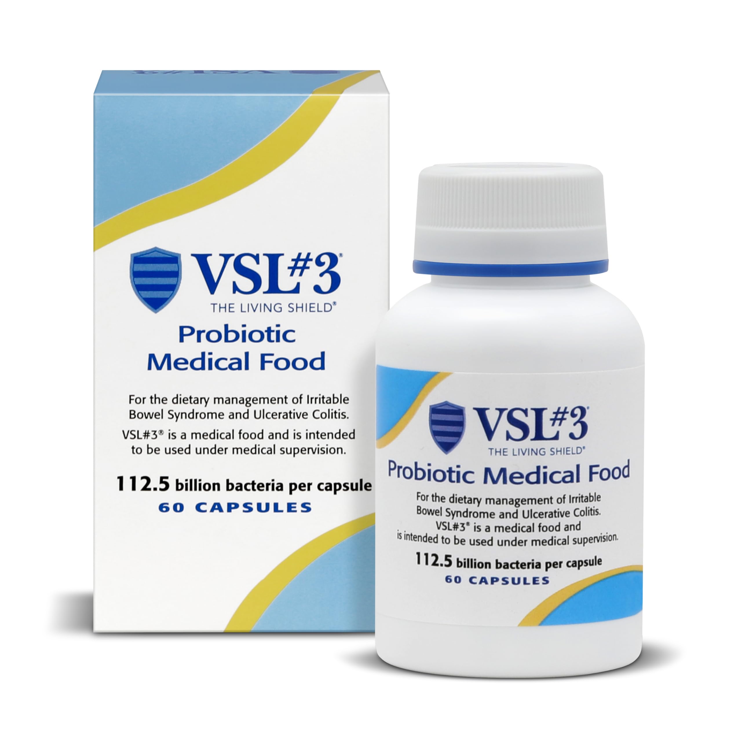 VSL#3® Probiotics for Digestive Health, IBS & UC Symptoms - 112.5B CFUs, High-Potency, Multi-Strain, Live, Refrigerated Probiotic, Medical Food for Gut Health Support in Men & Women, 60 Capsules VSL #3Au supplements