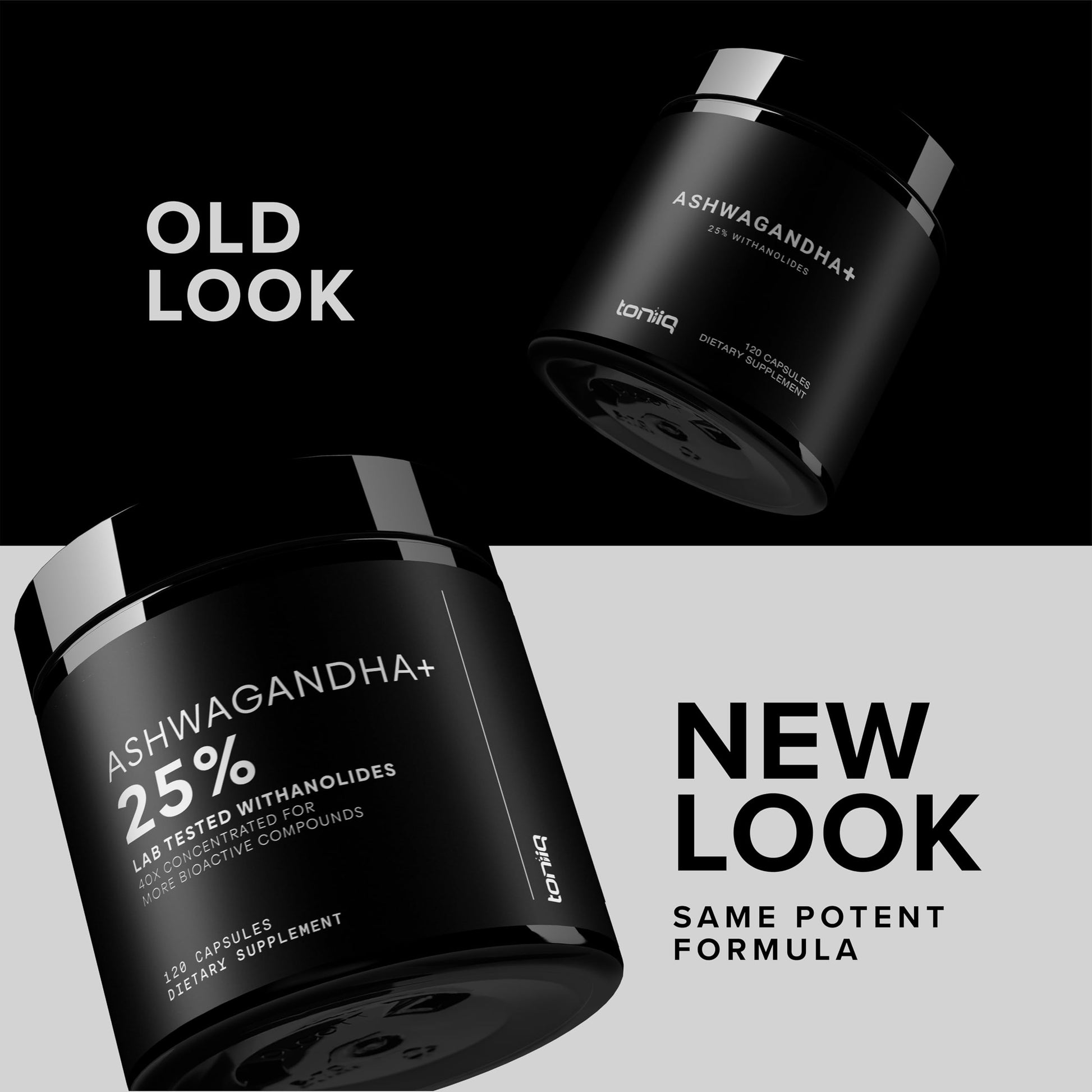 Toniiq Ashwagandha – 40:1 Concentrated Extract – 25% Withanolides – Wild Harvested in India – Highly Bioavailable with Black Pepper – Third-Party Tested – 120 Capsules - 1,300mg per Serving ToniiqAu supplements