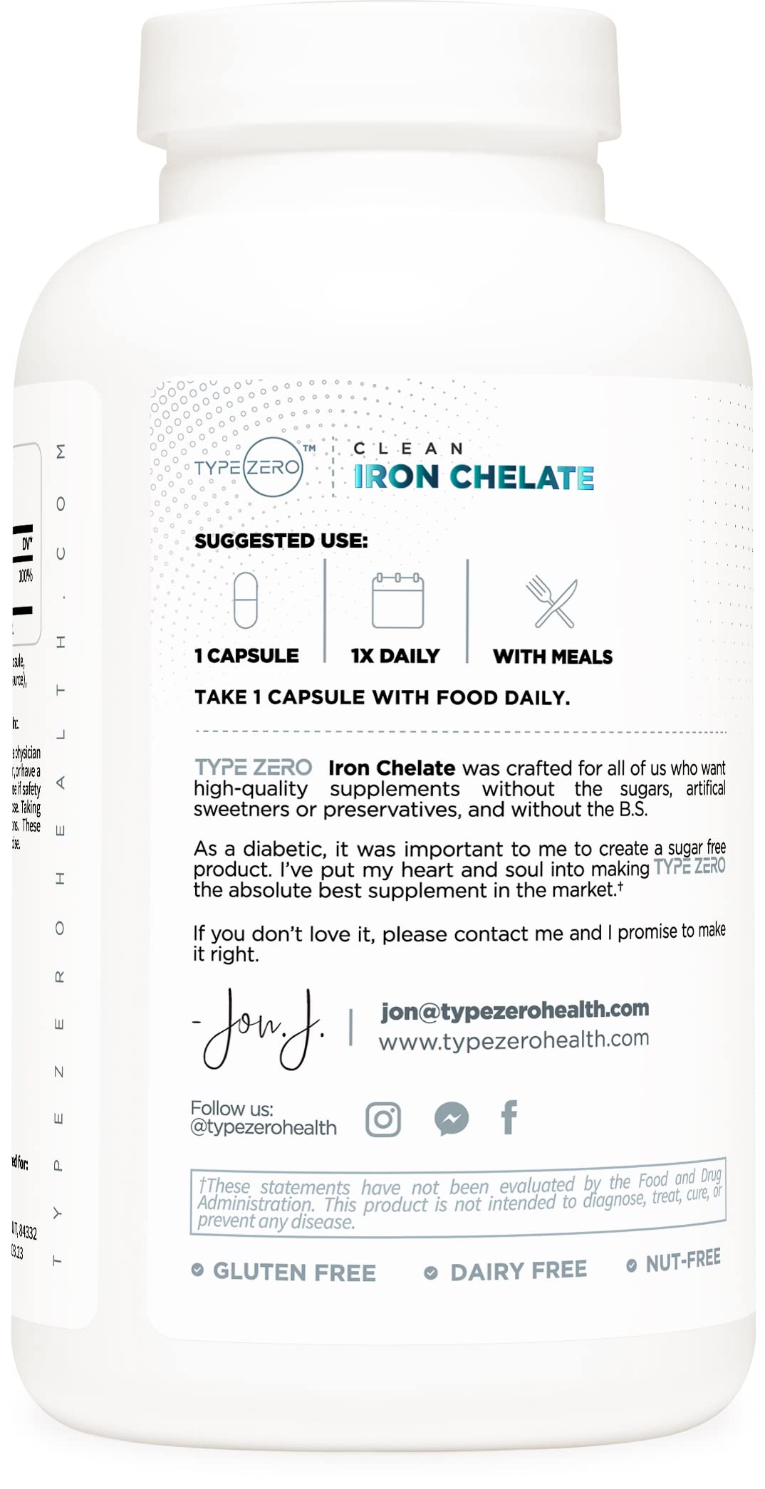 Type Zero Iron Chelate Capsules (18 MG, 240 CAPS) from Ferrochel Ferrous Bisglycinate Chelate - Non-GMO and Gluten Free Type ZeroUS supplements