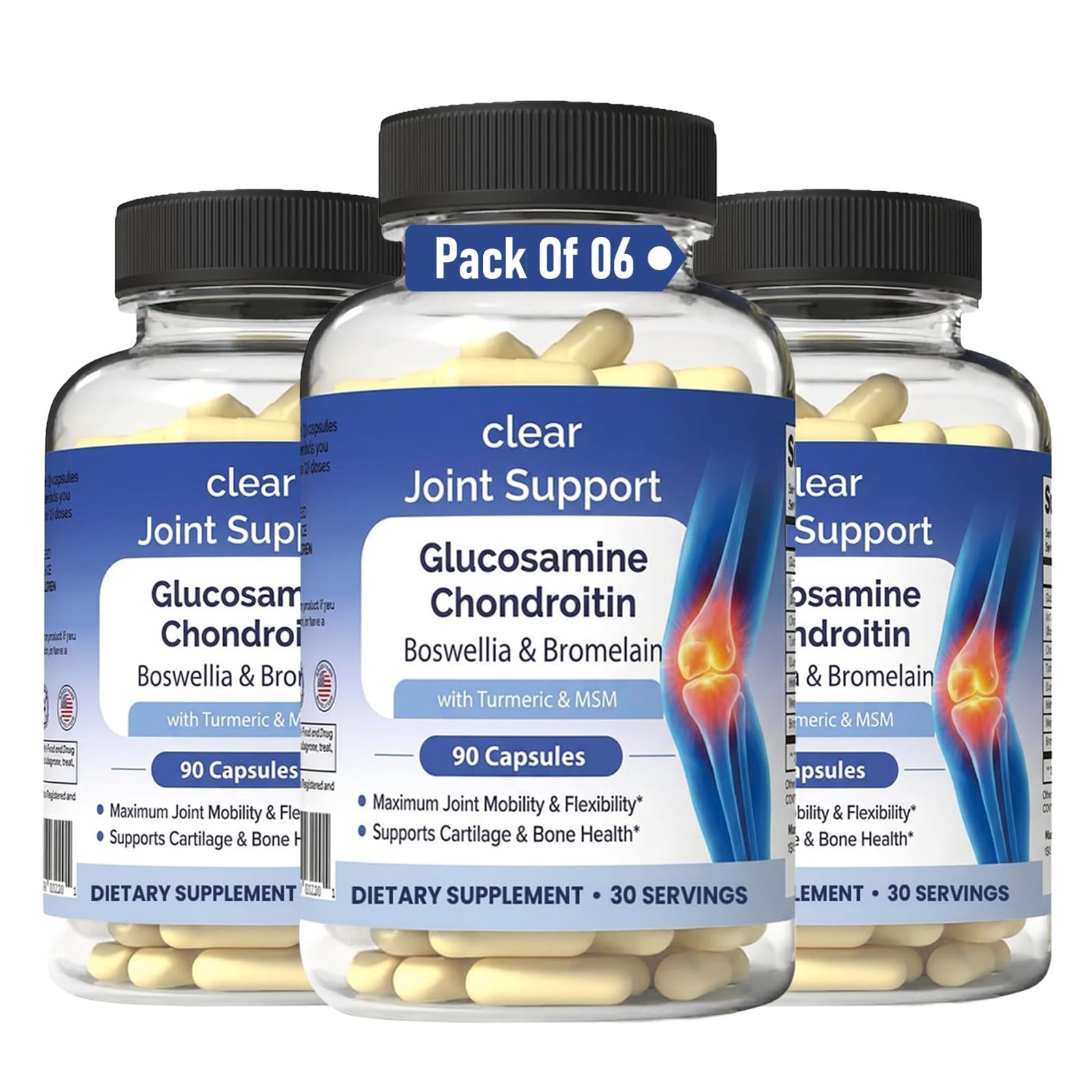 Glucosamine Chondroitin MSM with Turmeric & Boswellia 540 Capsules | 8-in-1 Joint Support Supplement for Flexibility & Mobility | Joint Supplement for Men & Women – Supports Back, Knees, Hips & Joints Clear ProbioticsAu supplements