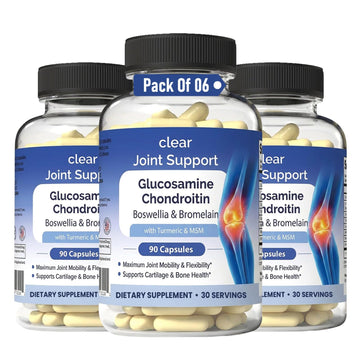 Glucosamine Chondroitin MSM with Turmeric & Boswellia 540 Capsules | 8-in-1 Joint Support Supplement for Flexibility & Mobility | Joint Supplement for Men & Women – Supports Back, Knees, Hips & Joints Clear ProbioticsAu supplements