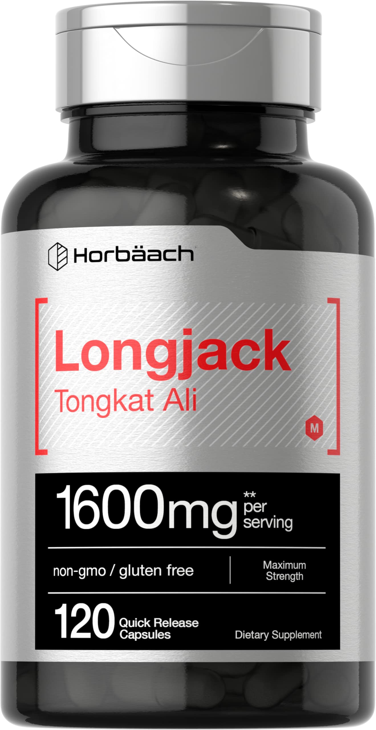 Longjack Tongkat Ali 1600 mg | 120 Capsules | Longifolia Root Extract Powder | Maximum HorbäachAu supplements