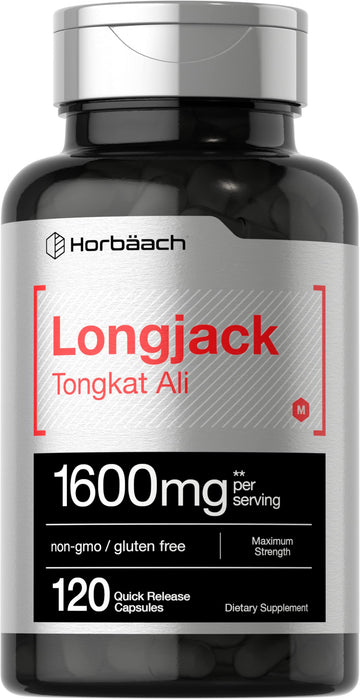 Longjack Tongkat Ali 1600 mg | 120 Capsules | Longifolia Root Extract Powder | Maximum HorbäachAu supplements