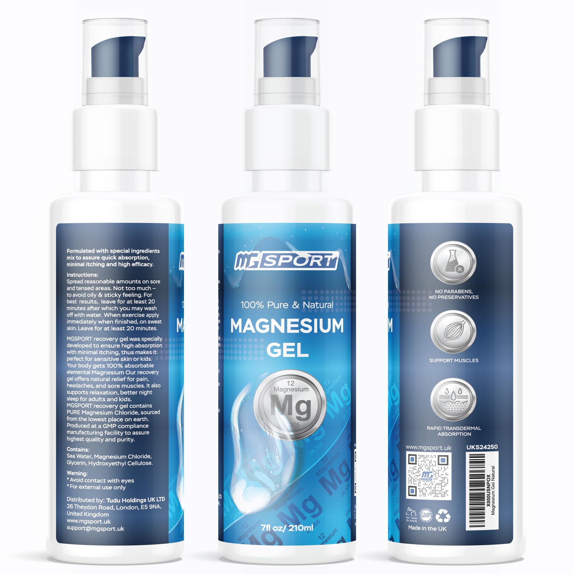 MgSport Magnesium Gel Dead Sea Magnesium - Gentle Topical Gel for Leg Cramps and Muscle Recovery Without Stinging - 20% More Potency Than Magnesium Oil Sprays - 1,000 Pumps MgSportAu supplements