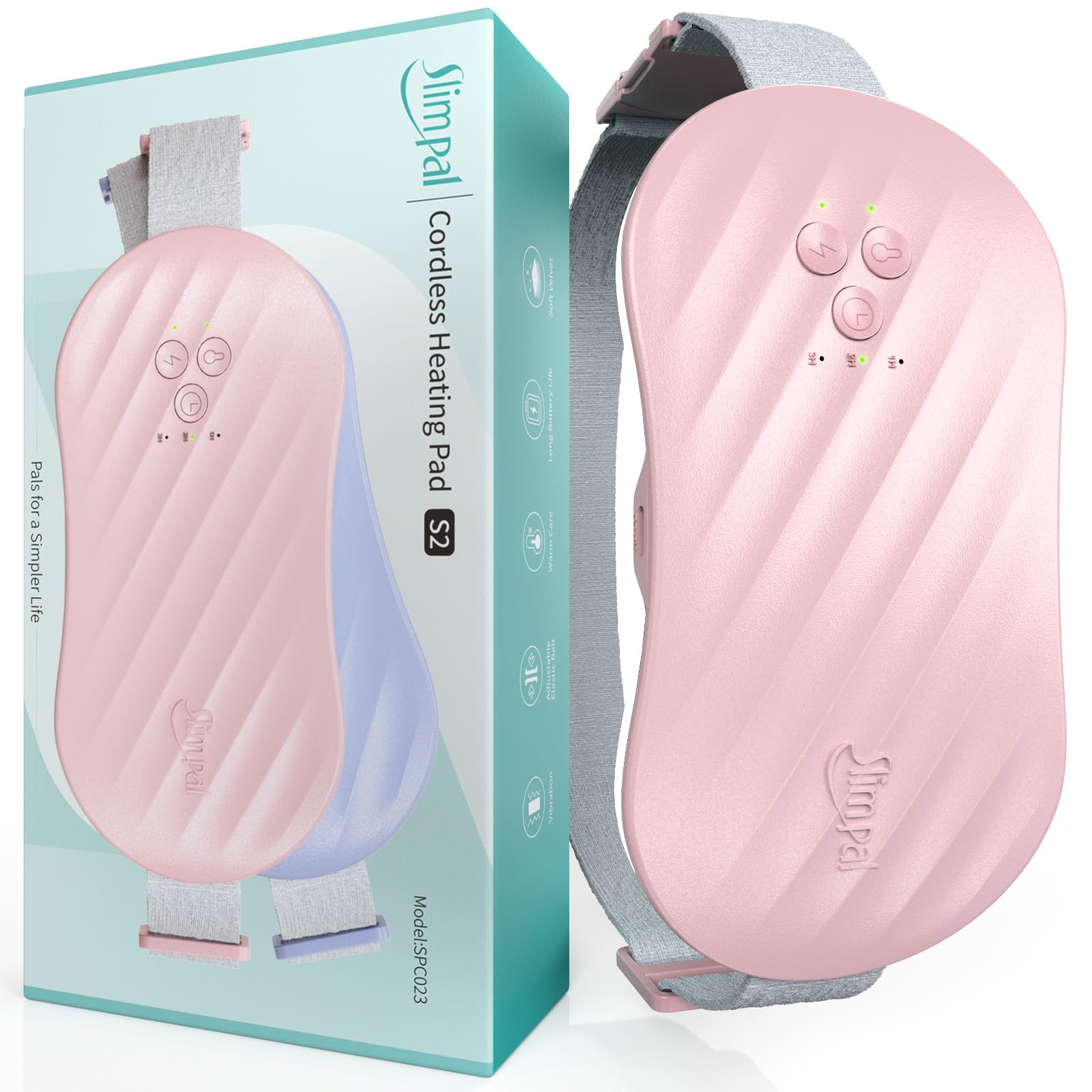 Slimpal AI Portable Heating Pad for Period Cramps, Smart AI Heat Chip, Electric Cordless Heating Belt for Back, Belly, Waist, Stomach, Menstrual Wearable Heating Pad Gifts for Girl Women Her Pink S2 SlimpalAu supplements