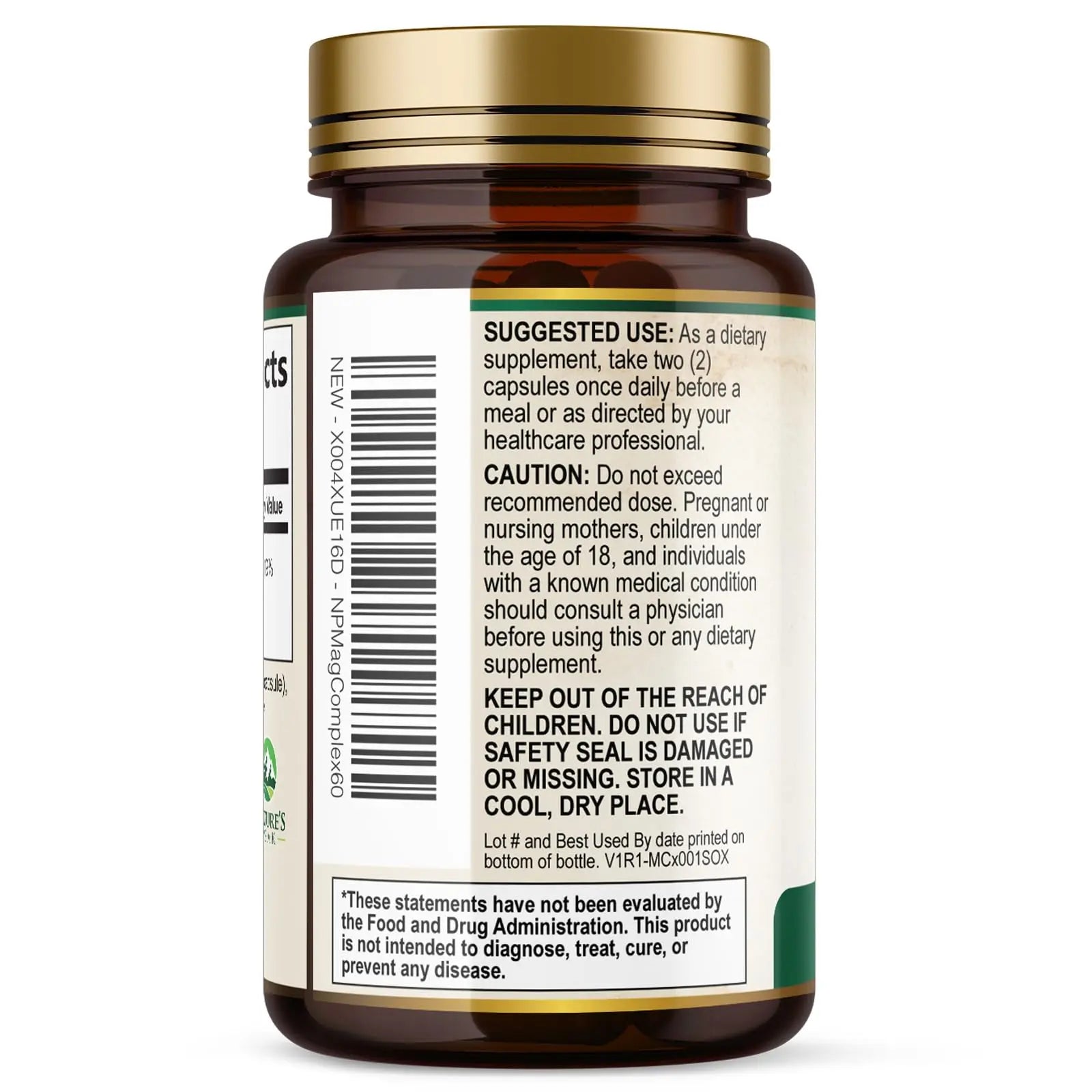 Magnesium Complex Supplement - Magnesium 500mg Per Serving - High Absorption Blend of Glycinate, Citrate, Malate, Oxide - Supports Sleep, Muscle, Bone, Heart Health - Bottled in USA - 60 Capsules Nature's Peaknz supplements