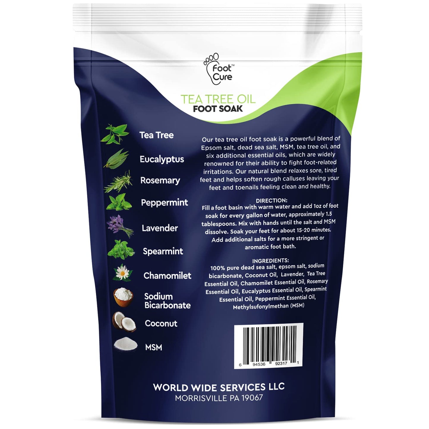 Tea Tree Oil Foot Soak with Epsom Salt - Best Toenail Fungus Treatment, Athletes FOOT CUREUS supplements