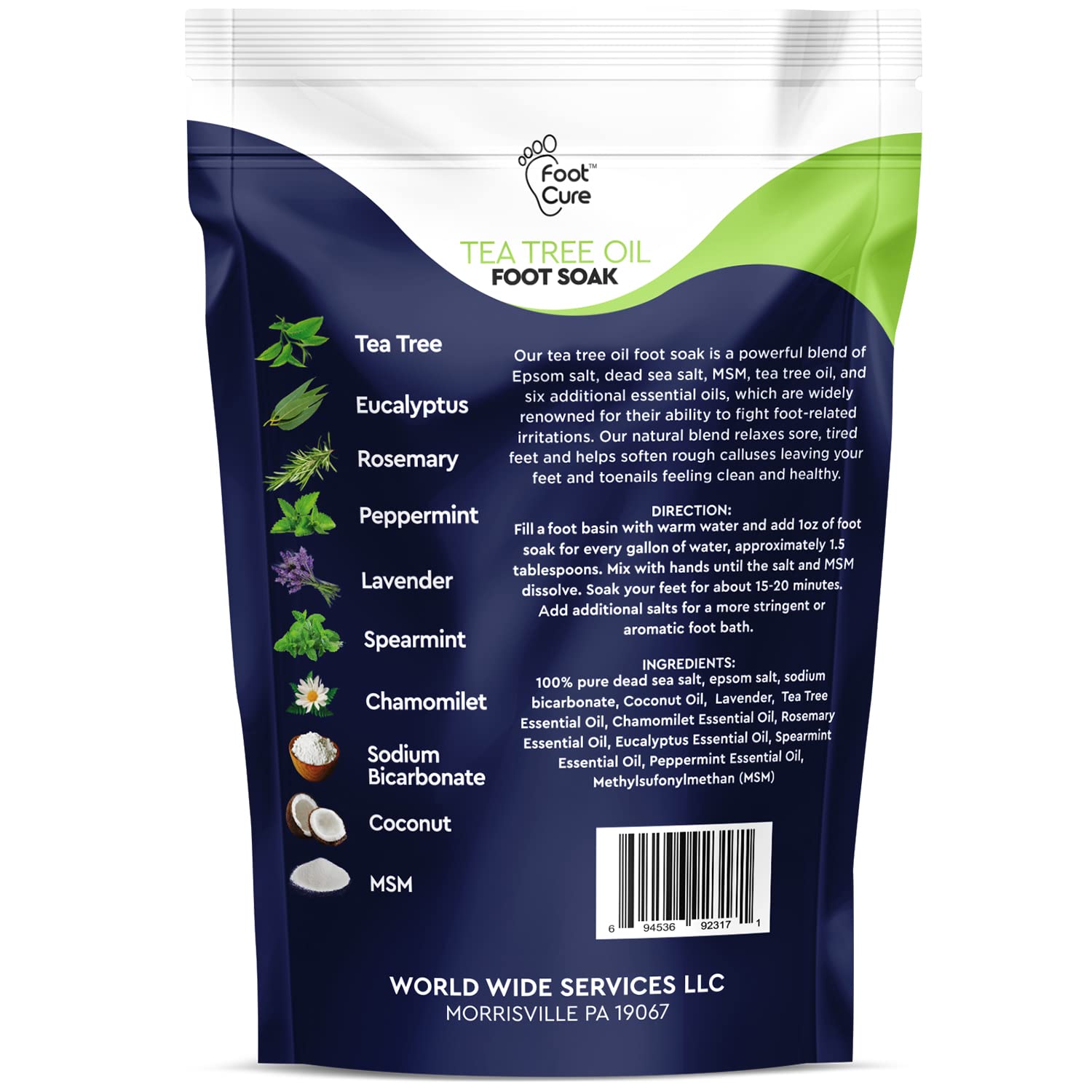 Tea Tree Oil Foot Soak with Epsom Salt - Best Toenail Fungus Treatment, Athletes FOOT CUREUS supplements